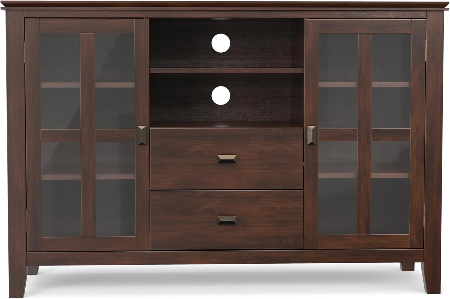 SIMPLIHOME Artisan 53" Wide Solid Wood TV Stand in Russet Brown