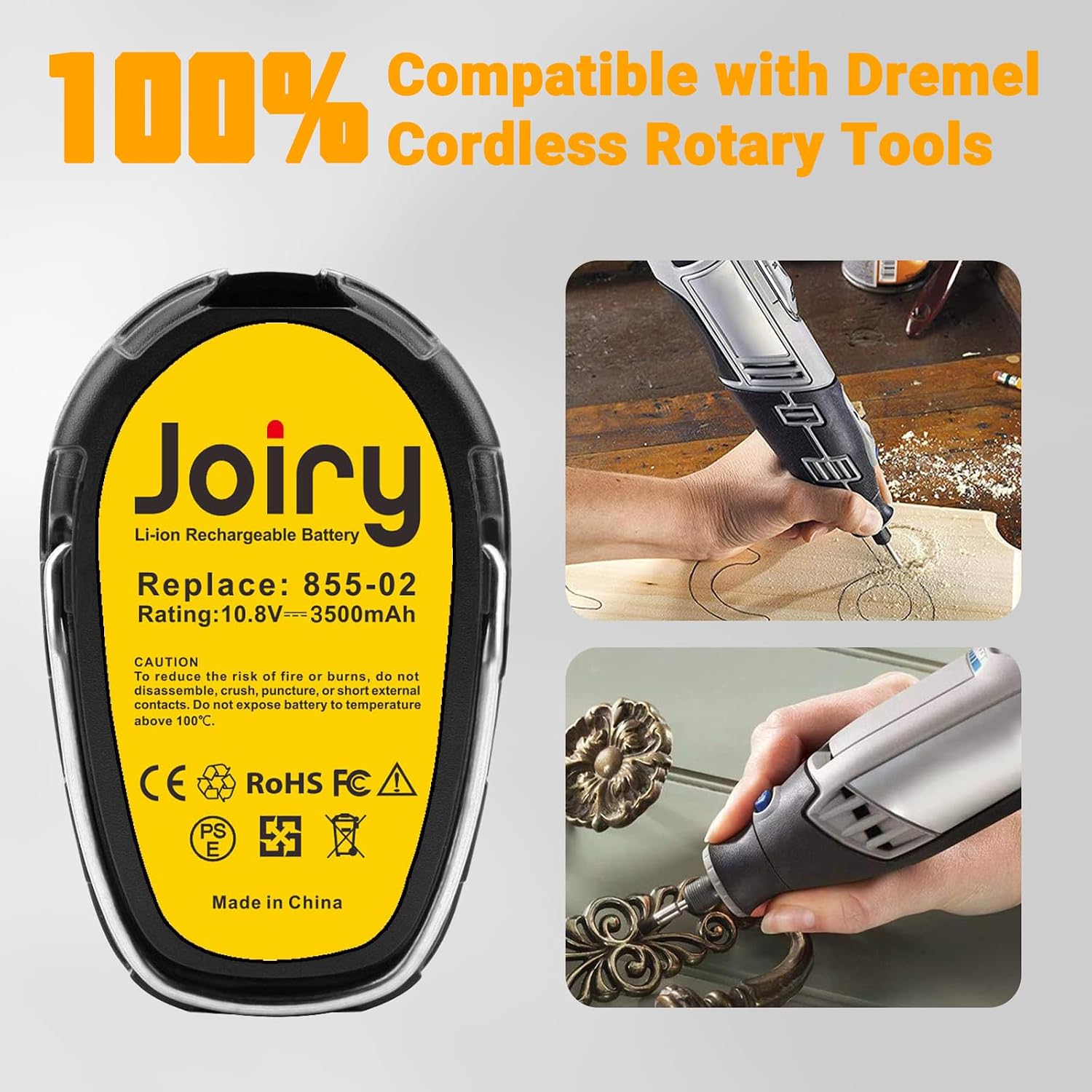 Joiry 2-Pack Replacement Dremel Battery, 10.8V 3000mAh Li-ion