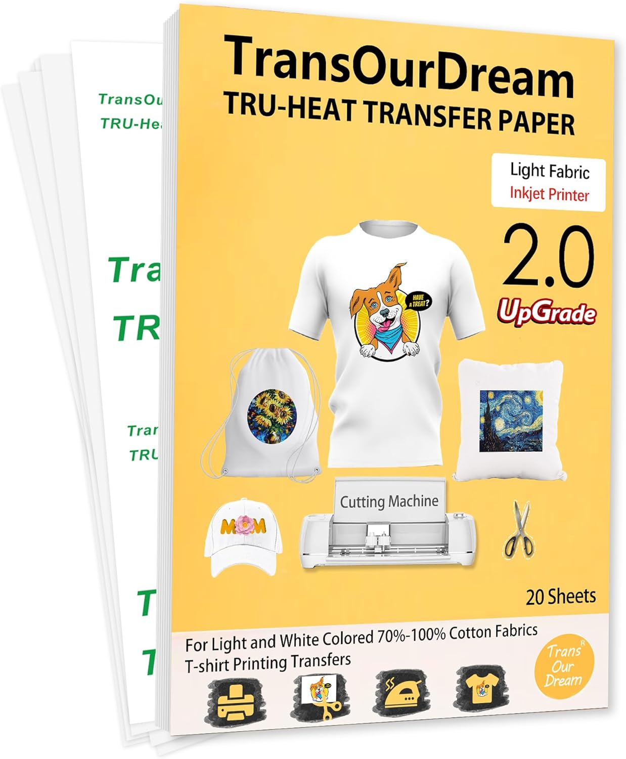TransOurDream Upgraded Iron on Heat Transfer Paper for T Shirts (20 Sheets