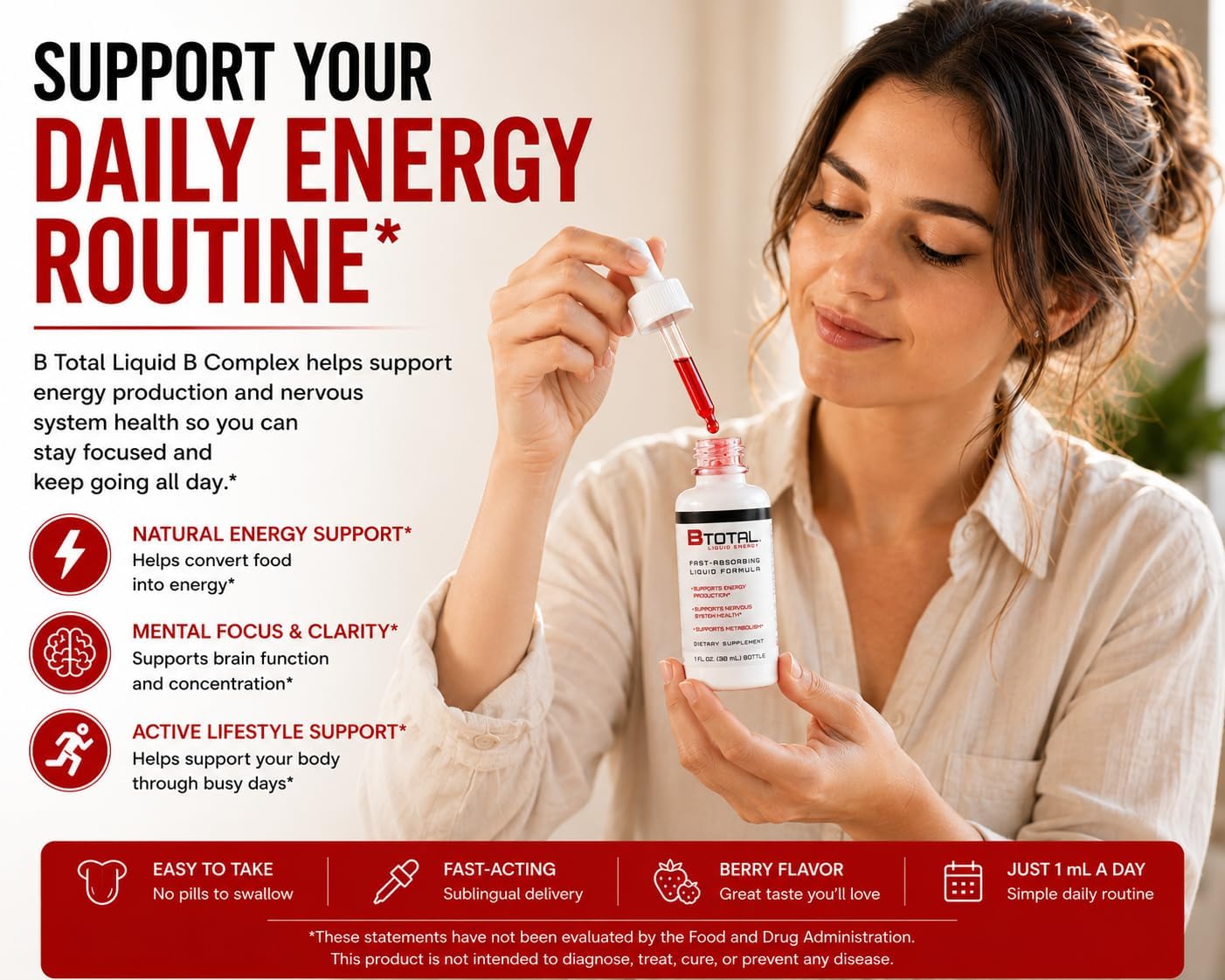 Sublingual Vitamin B Complex Liquid Drops, B12, Berry, 2 fl oz | Fast sublingual liquid B-complex with B12 for energy