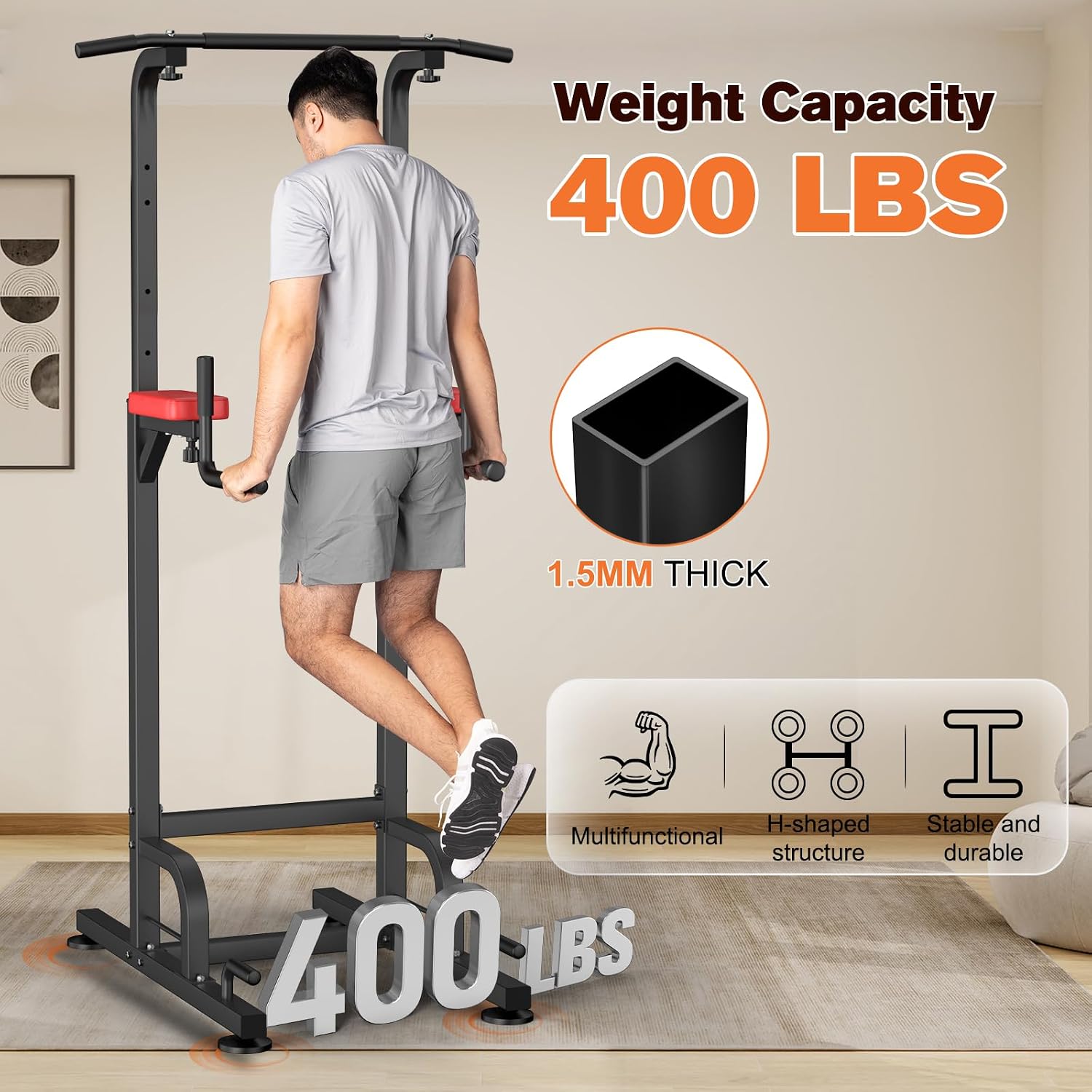 RELIFE REBUILD YOUR LIFE Pull Up Bar Free Standing Power Tower for Home Gym | Dip Station Pull Up Station, Multi-Function Home Fitness Equipment for Pull-Ups, Dips, Push-Ups, Full Body Strength Training