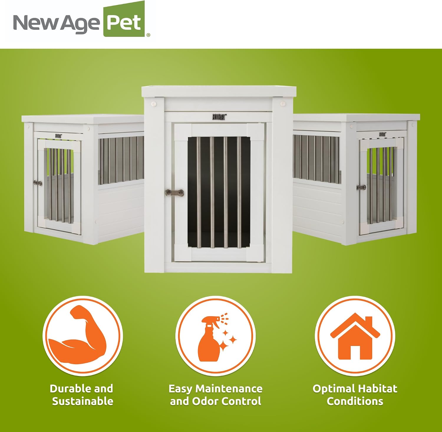 New Age Pet ecoFLEX Pet Crate/End Table, Small, Grey, Model:EHHC405S