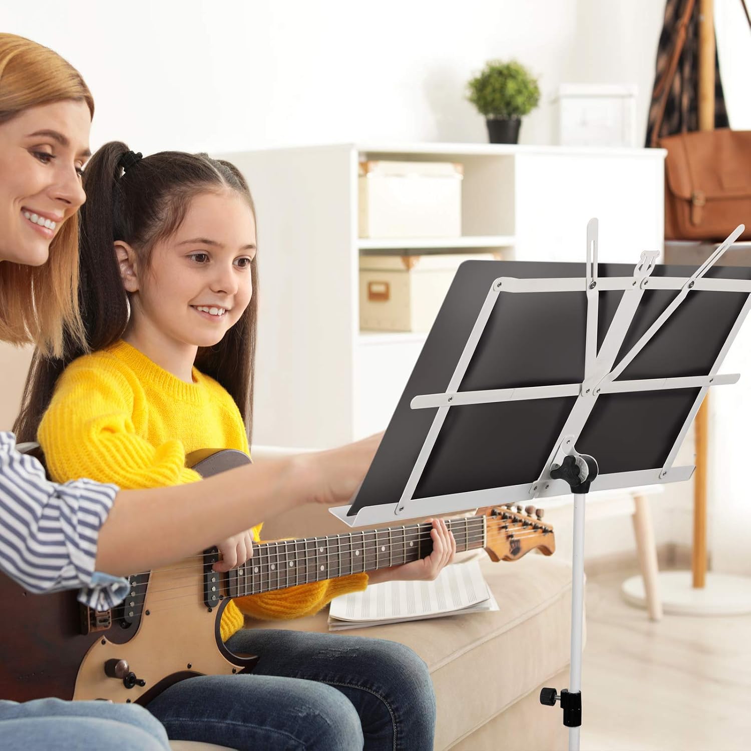 CAHAYA Sheet Music Stand Portable Folding Dual Use Desktop Book Holder