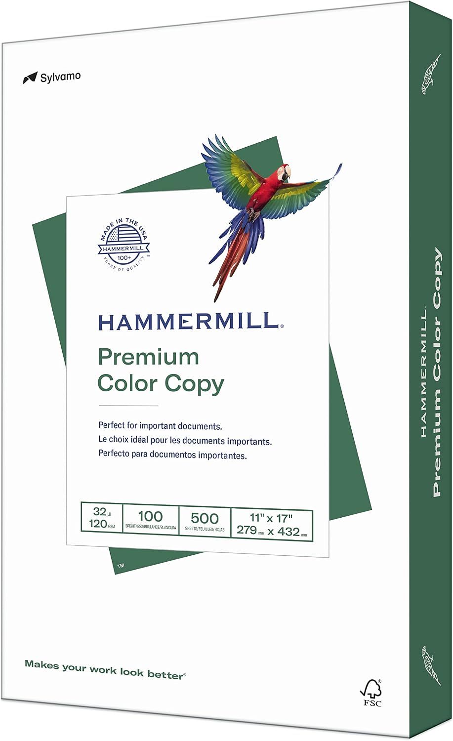 Hammermill Printer Paper, Premium Color 32 lb Copy Paper, 8.5 x 11-1 Ream (500 Sheets) - 100 Bright, Made in the USA, white (102630)