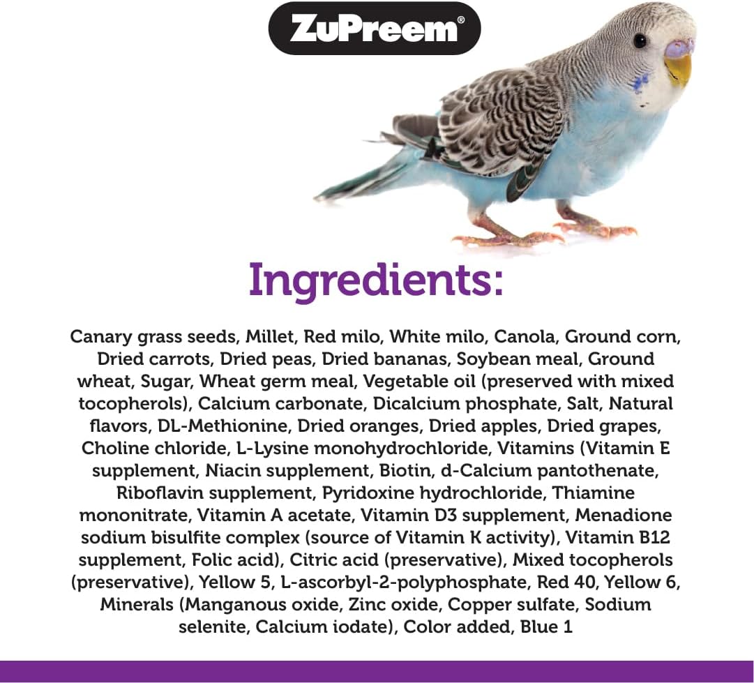 ZuPreem Sensible Seed Parakeet & Budgie Food, Variety Mixer, Small, 2 lb | Bird Food Mixer, Parrot & Parakeet Food, Budgie, Treats, Pellet Mix, Pumpkin Seeds, Safflower, Variety, Made in USA