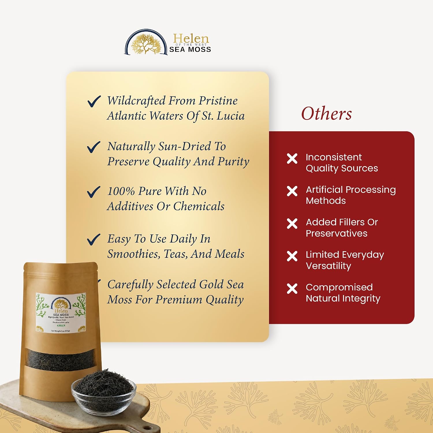 Wildcrafted Sea Moss | Gold - Purple - Green - Mixed | 100% Natural Irish Moss from St.Lucia | Mineral-Rich Superfood | 8oz Sun-Dried Moss | NO