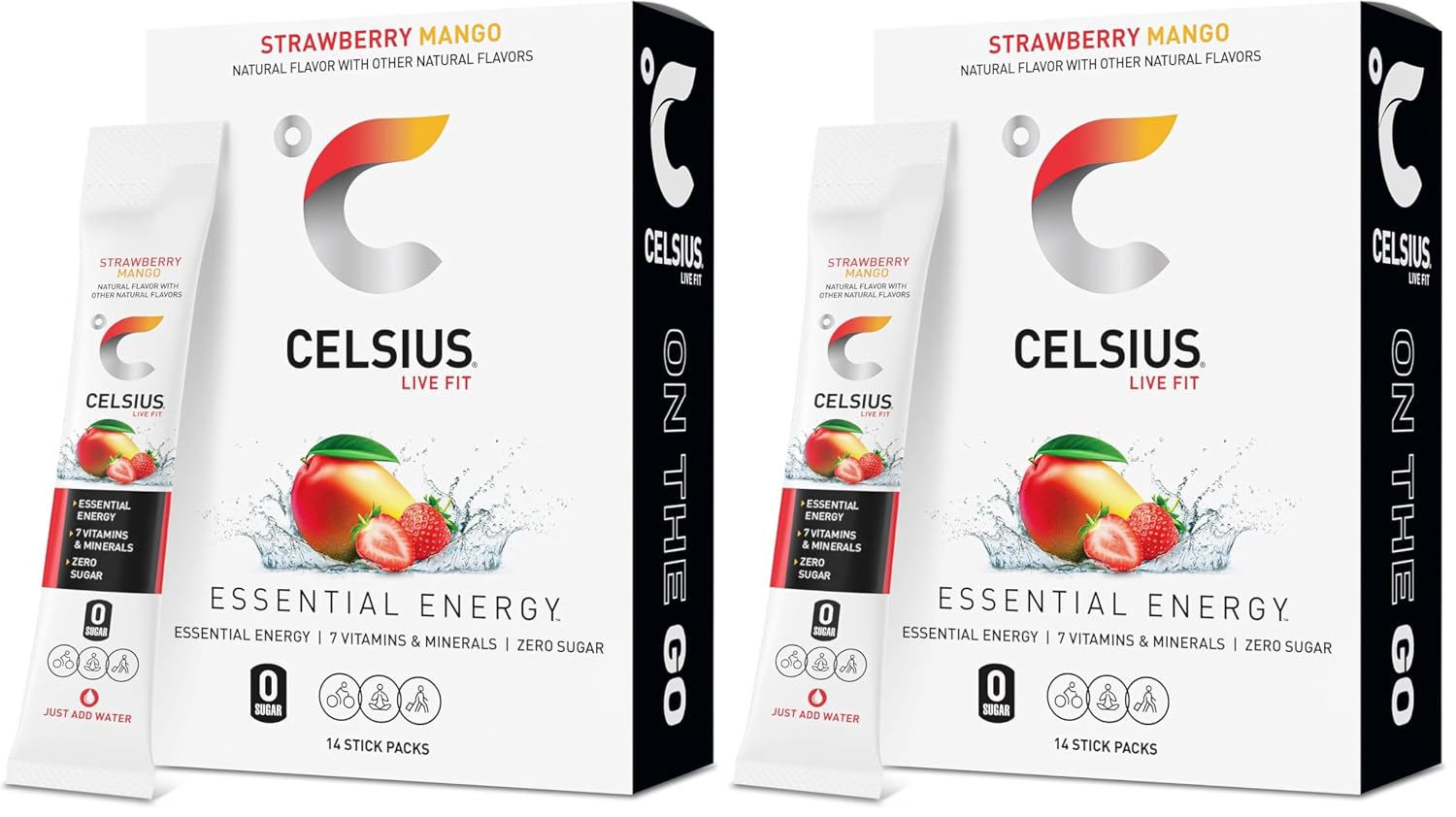 CELSIUS On-The-Go Powder Stick Packs, Zero Sugar (14 Sticks per Pack)