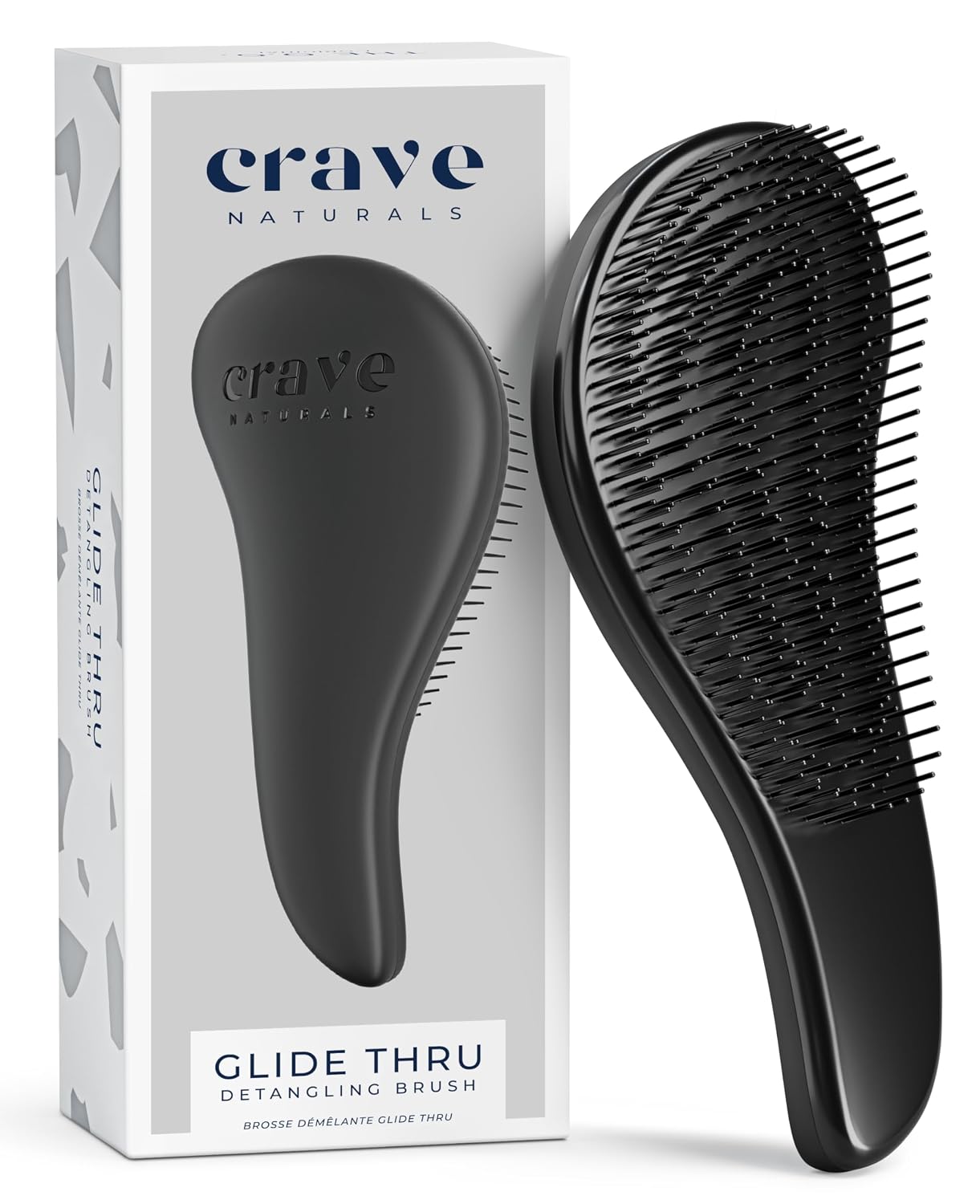 Crave Naturals Glide Thru Hair Brush - Detangler Brush for Curly, Straight, Wet or Dry Hair - Gentle Detangling Brushes for Adults, Kids, Toddlers - Hair Accessories for Women, 7.5x3" - Pink