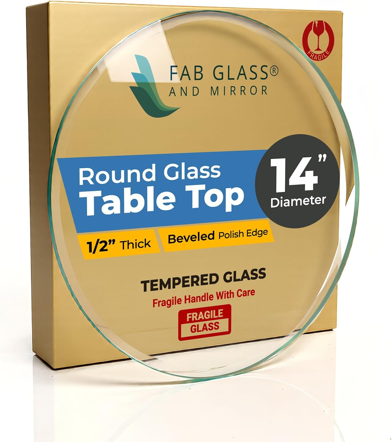 22 Inch Round Tempered Beveled Polished Edge Glass Table Top -1/2” Thick Round Glass Table Top–Heavy Duty, Dining, Coffee, and Office Tables by Fab Glass and Mirror