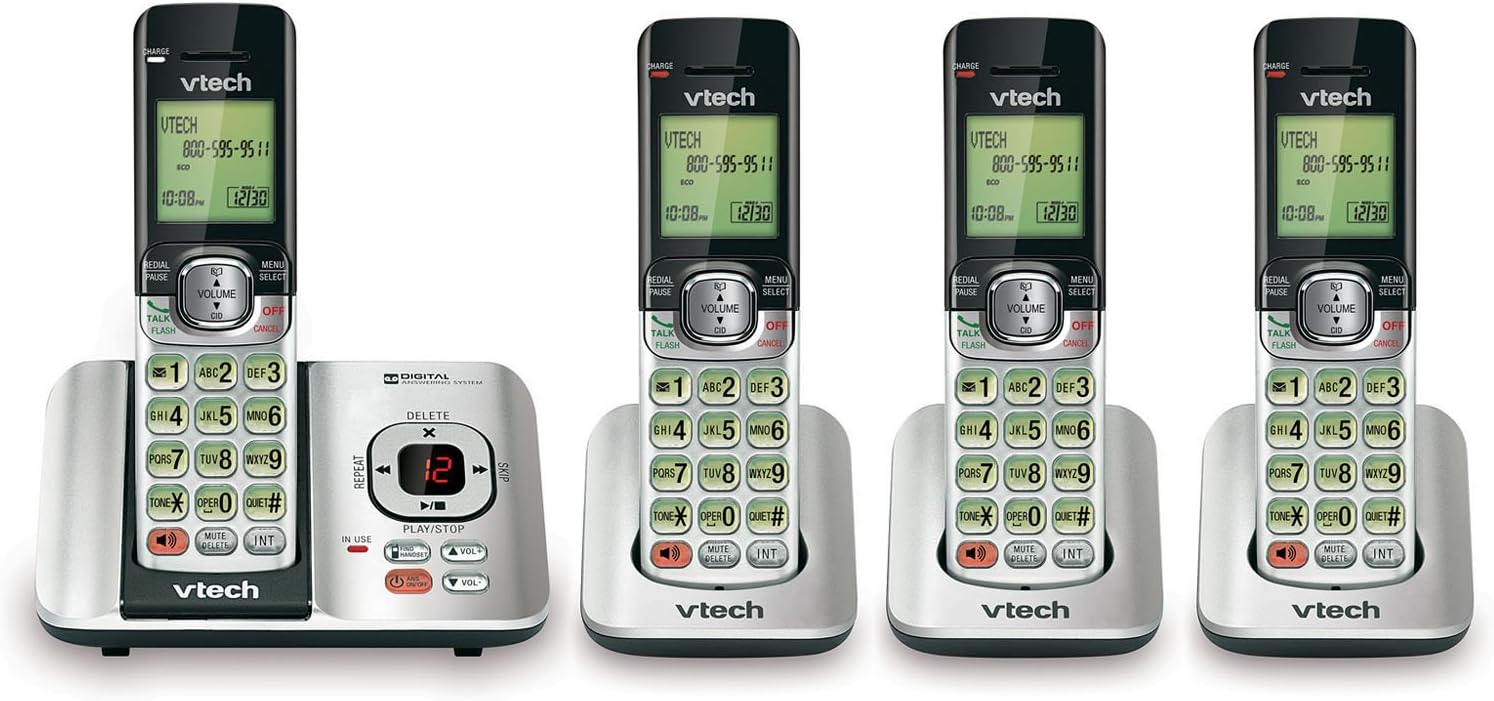 VTech CS6719-2 2-Handset Cordless Phone with Caller ID/Call Waiting, Handset Intercom & Backlit Display/Keypad, Silver
