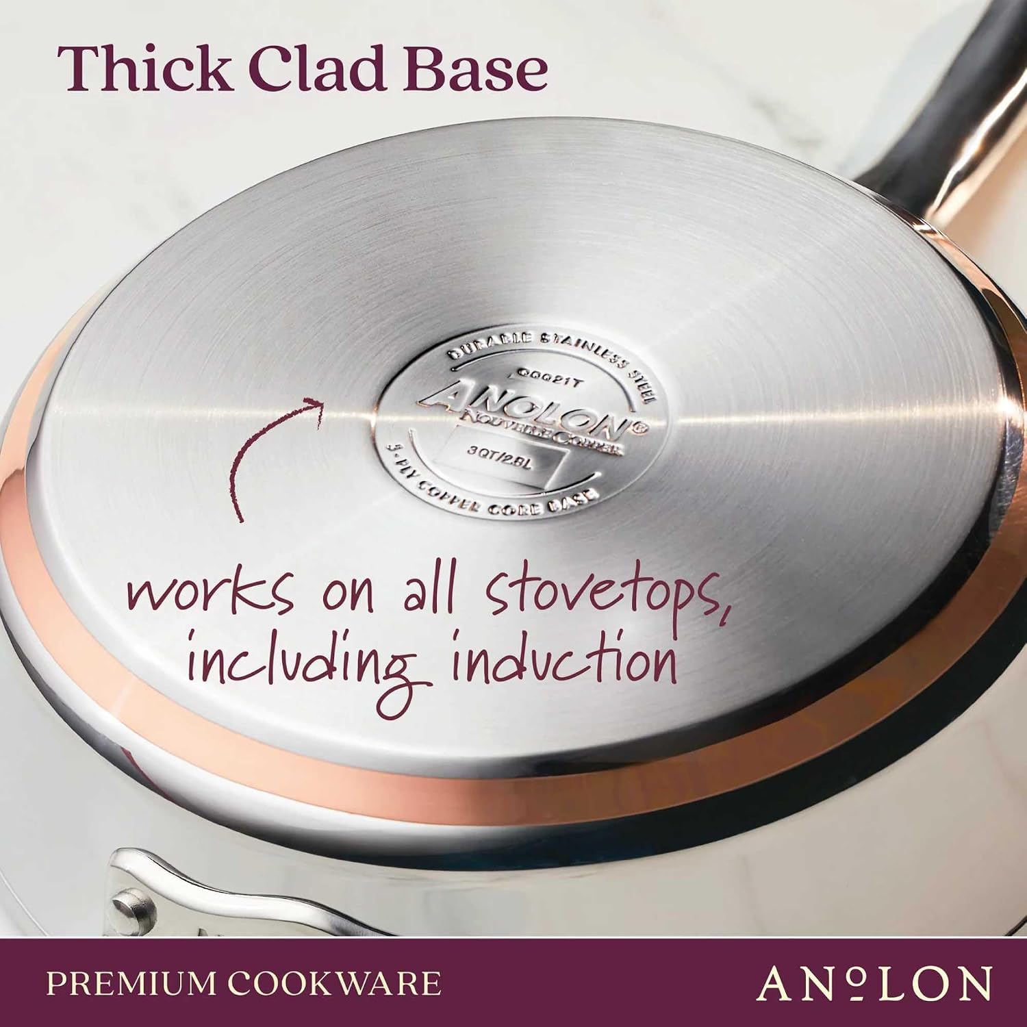 Anolon Nouvelle Stainless Steel Cookware Pots and Pans Set, 10 Piece | Stainless Steel Cookware Set with Lids, Oven Safe to 500°F, Durable Everyday Cooking, Dishwasher Safe