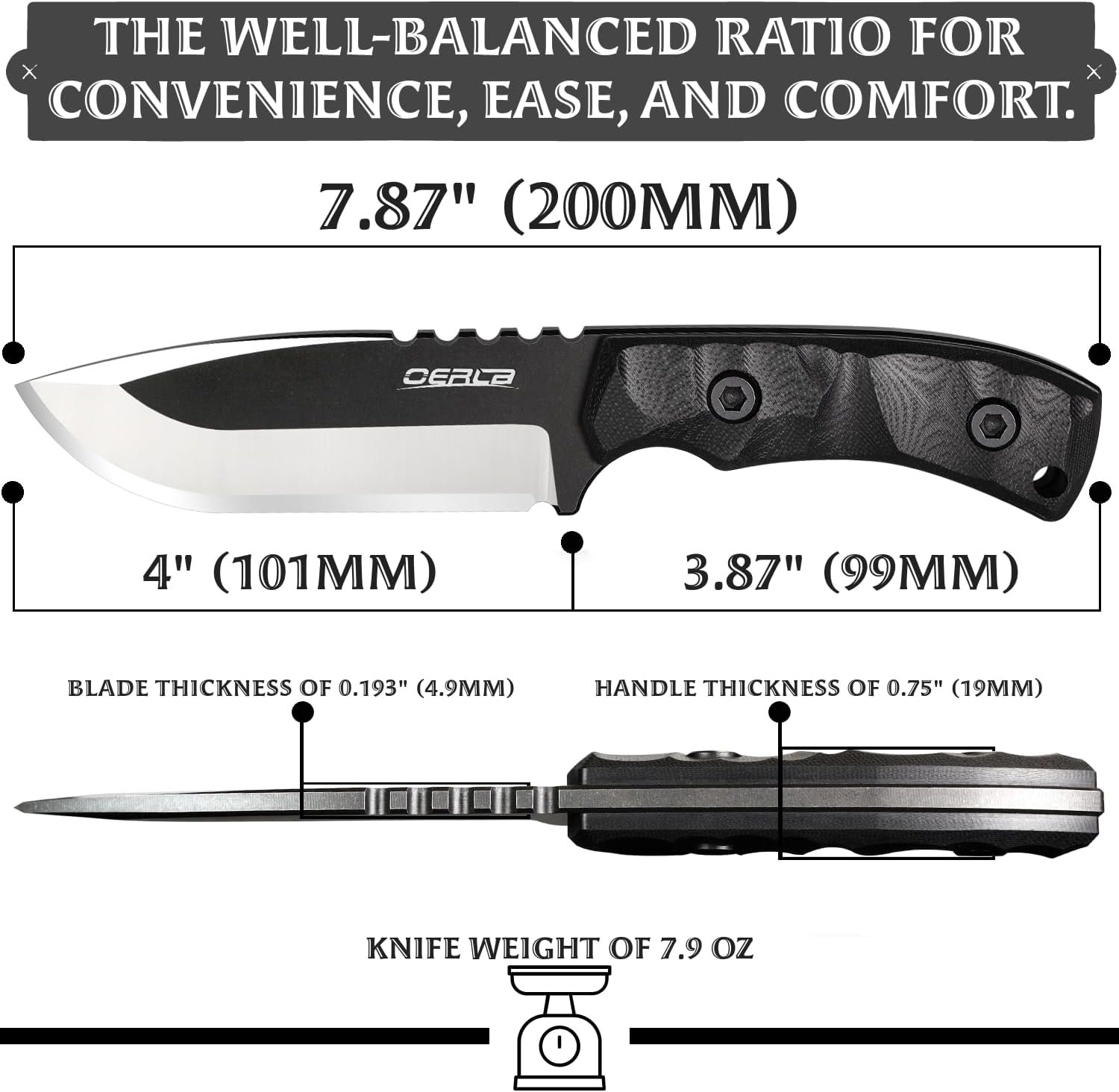 TAC DE-0014 Fixed Blade Outdoor Duty Knife 420HC Stonewashed Stainless Steel Field Knife Straight Camping Knife with G10 Handle Waist Clip EDC Kydex