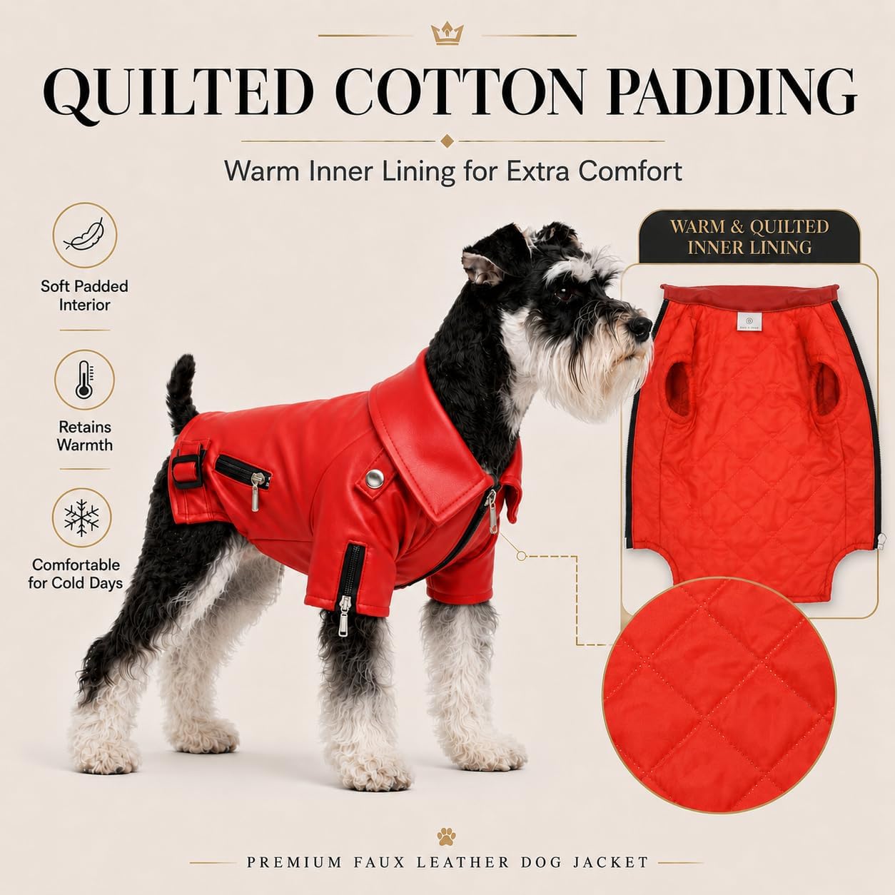 Lovelonglong Cool Dog Leather Jacket, Warm Coats Dogs Windproof Cold Weather Coats for Large Medium Small Dogs with Eagle Embroidery Black XS