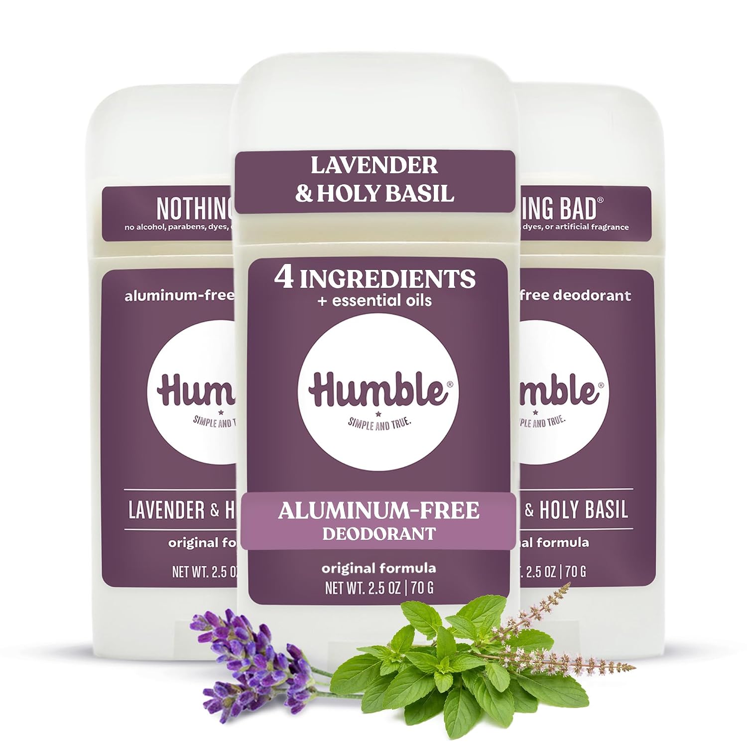 Humble Aluminum-Free Deodorant, Simply Unscented - 1 Pack | Baking Soda-Free, Clean, Fresh, Natural, Essential Oils, Sensitive Skin, Long-Lasting Odor Control, Cruelty-Free, Men & Women