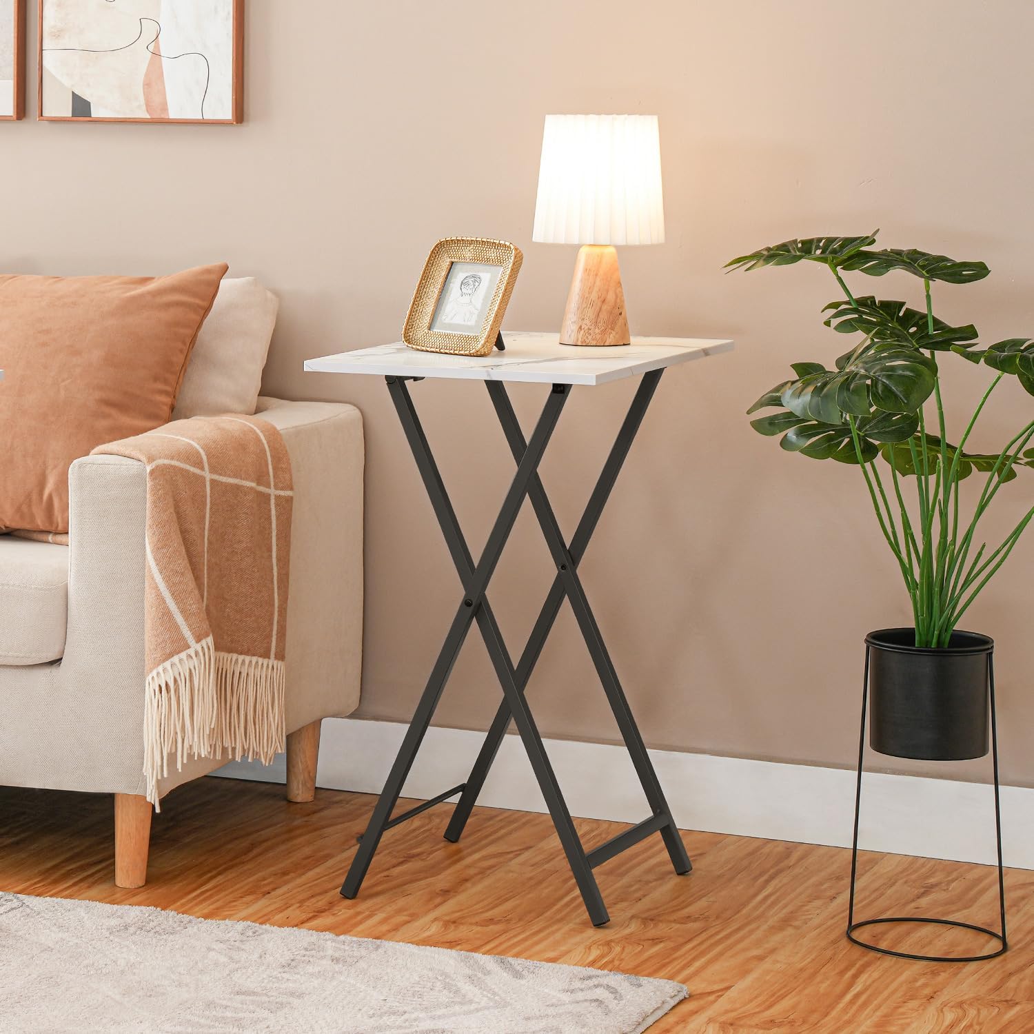 HOOBRO Folding TV Table, TV Tray, Stable Snack Table for Small Space, Portable Sofaside Desk, Easy Assembly and Storage