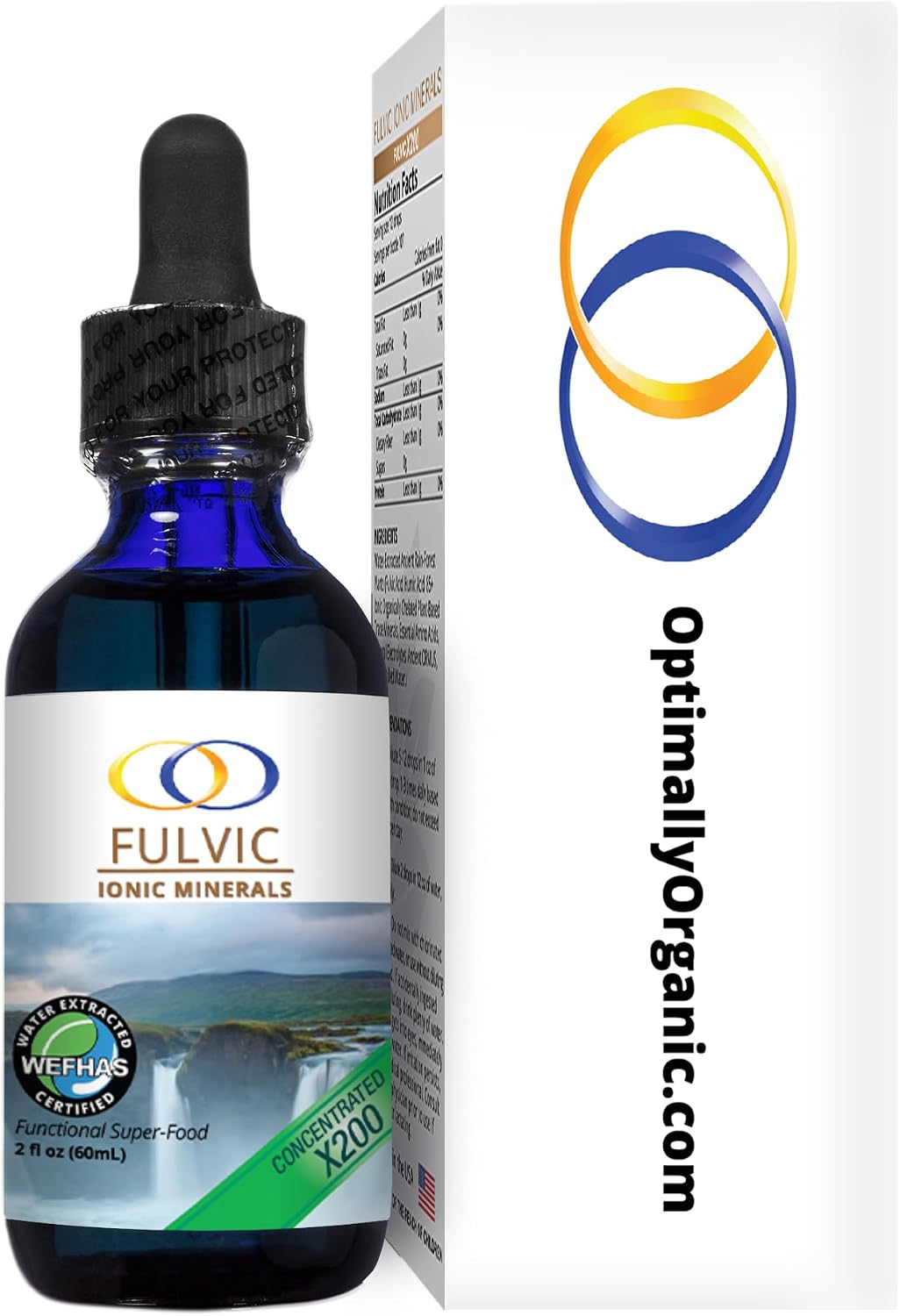 Optimally Organic Water Extracted Fulvic Ionic Minerals X200 - Patented BioActive Fulvic Acid, Humic Acid, Trace Minerals