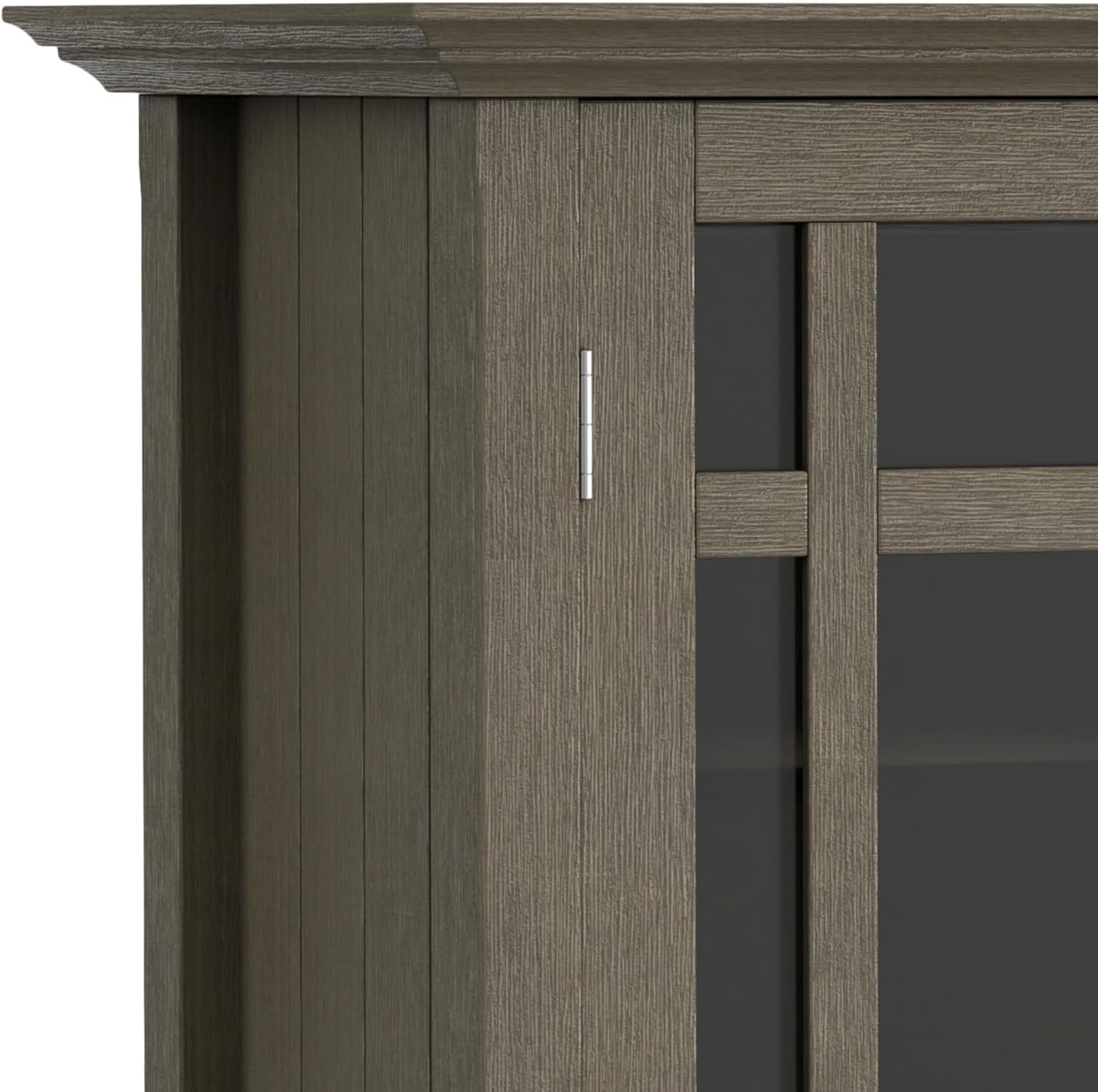 SIMPLIHOME Bedford 62" Wide Solid Wood Sideboard in Brunette Brown | Transitional low media console with glass doors and storage shelves for the living room, entryway or dining room.