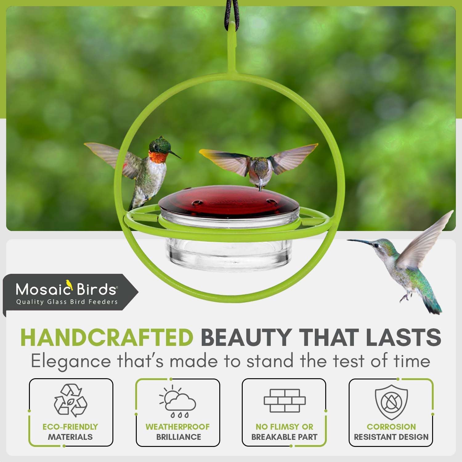 Hummingbird Feeder for Outdoors Hanging, 3.4 OZ Hummingbird Feeders, Glass Bowl with 4 Feeding Ports, Leak Proof Lid & Circular Perch, Bird Feeder (1, Red)