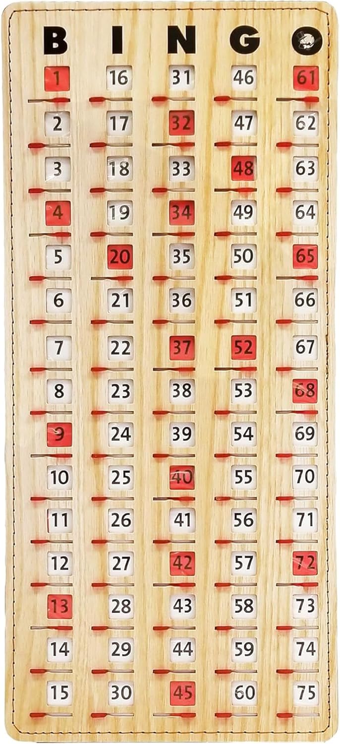 MR CHIPS Large 14.75" L x 6.75" W Jam-Proof Finger Tip Bingo Master Board Card with Large 3/4" Sliding Windows, Thick 5 Ply Cardboard, Gold Rush Style
