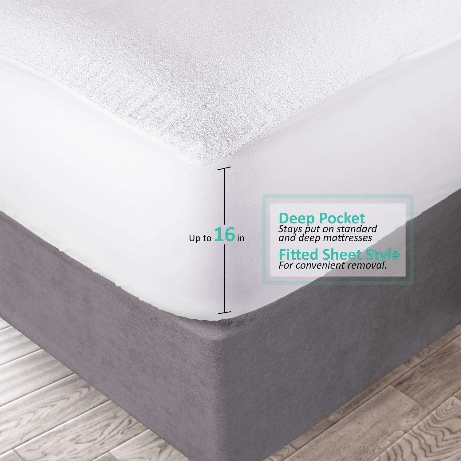 Nestl Premium Cotton Terry Mattress Protector – Soft and Waterproof Full 14 Inch Deep Pocket Mattress Protector – Breathable & Noiseless Cover