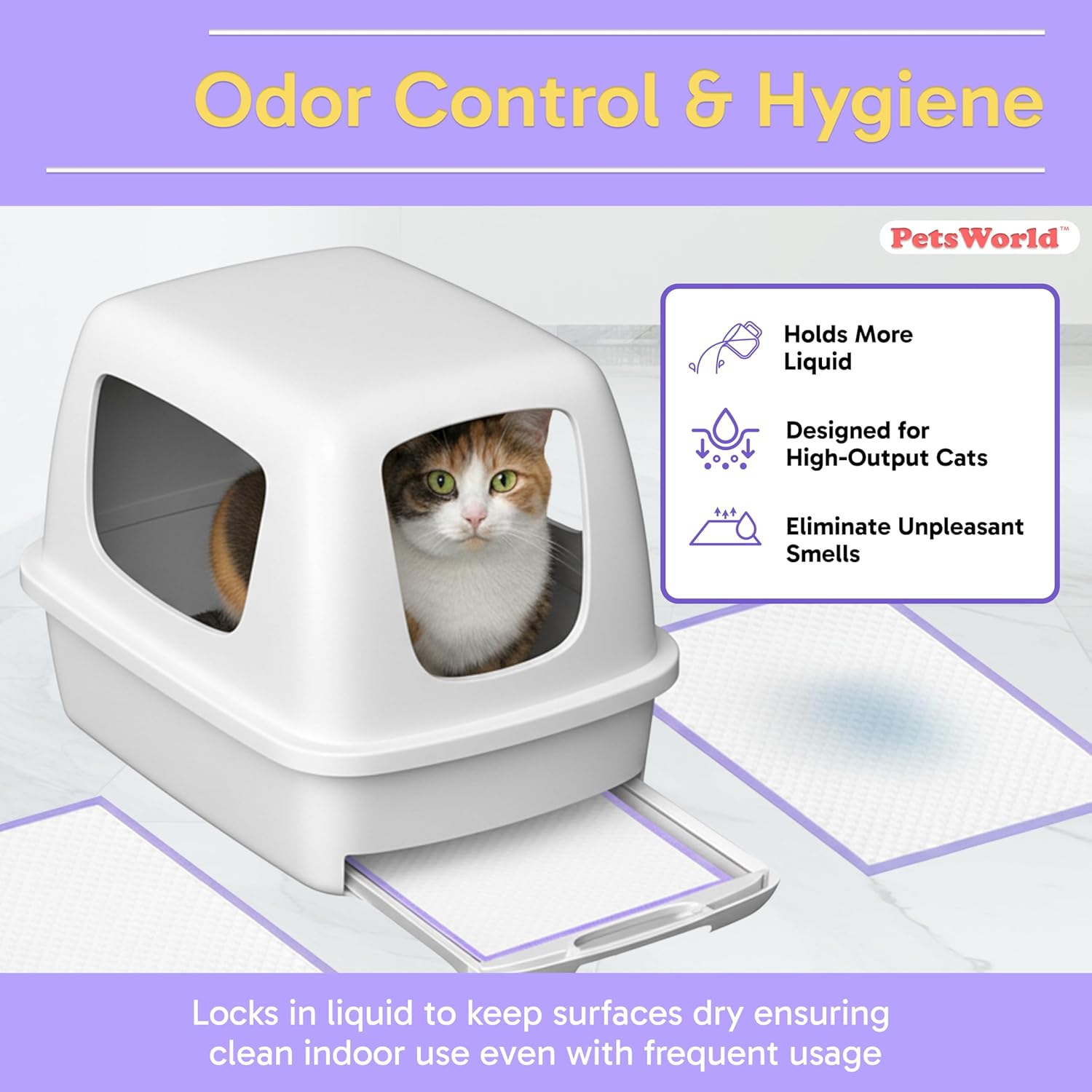 PetsWorld Universal Fit Cat Pad Refills for Litter Box, Fresh Scent, Odor Control, Pack of 200