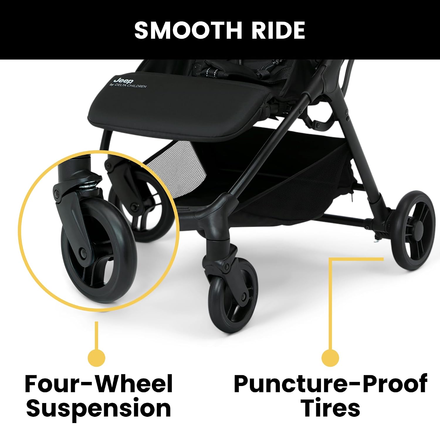 Jeep Altitude Compact Travel Stroller by Delta Children Greenguard Gold, Easy One Hand Fold, Lightweight, Extendable Canopy with Peek-a-Boo Window, Reclining Seat, 4 Wheel Suspension, Olive Green