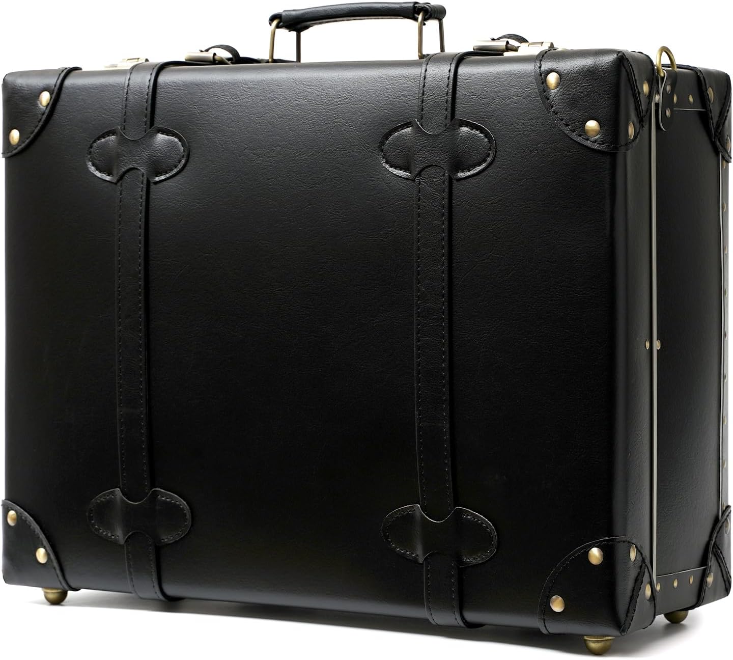 urecity Vintage and Cute Carry-on Overnight Case Non-wheeled Mini Leather Trunk Suitcase with Shoulder Strap