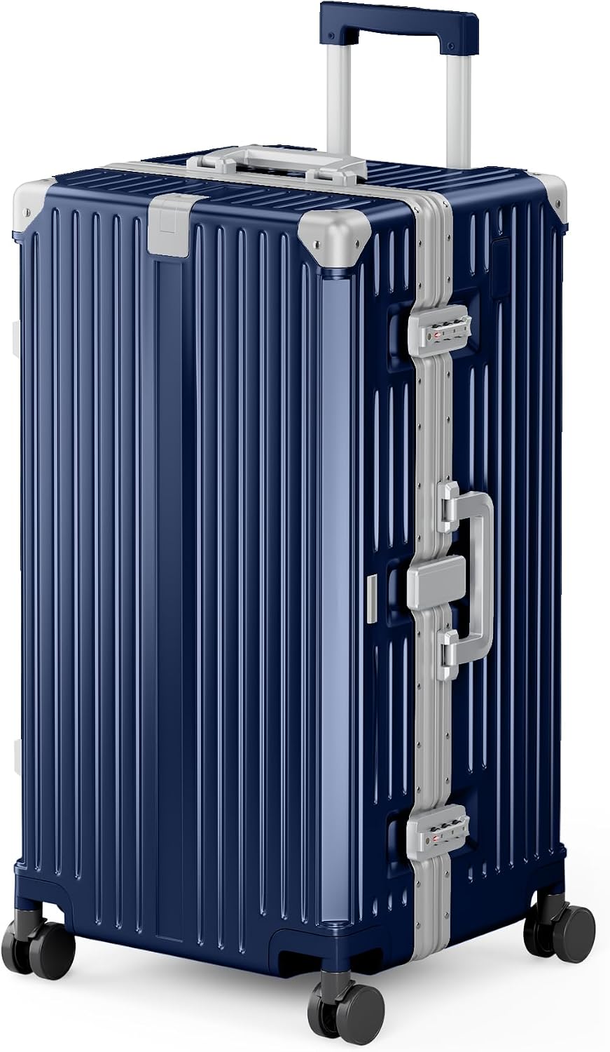 ALPHA CAMP Trunk Luggage 28 Inch with Aluminum Frame Zipperless Suitcase | Large Checked Thickened 3-Layer PC Hardside Luggage with TSA Lock,Charging Port,Cup Holder and Spinner Wheels for Travel