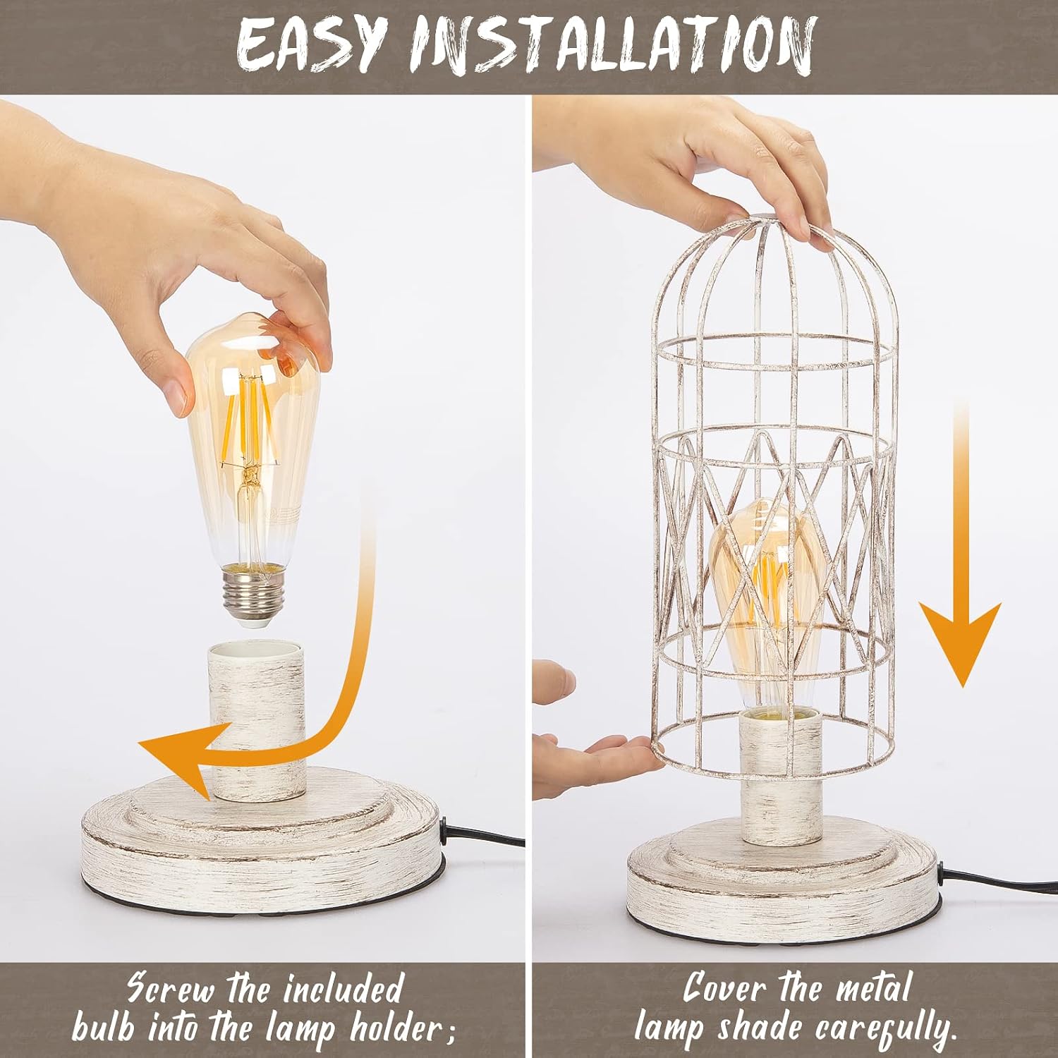Touch Control Table Lamp, 3 Way Dimmable Lamp, Industrial Bedside Lamp