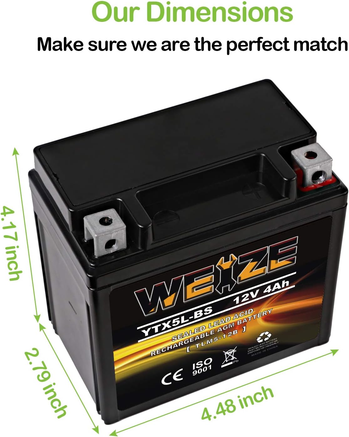 Weize YTX14 BS ATV Battery High Performance - Maintenance Free - Sealed AGM YTX14-BS Motorcycle Battery compatible with Honda Suzuki Kawasaki Yamaha scooter snowmobile