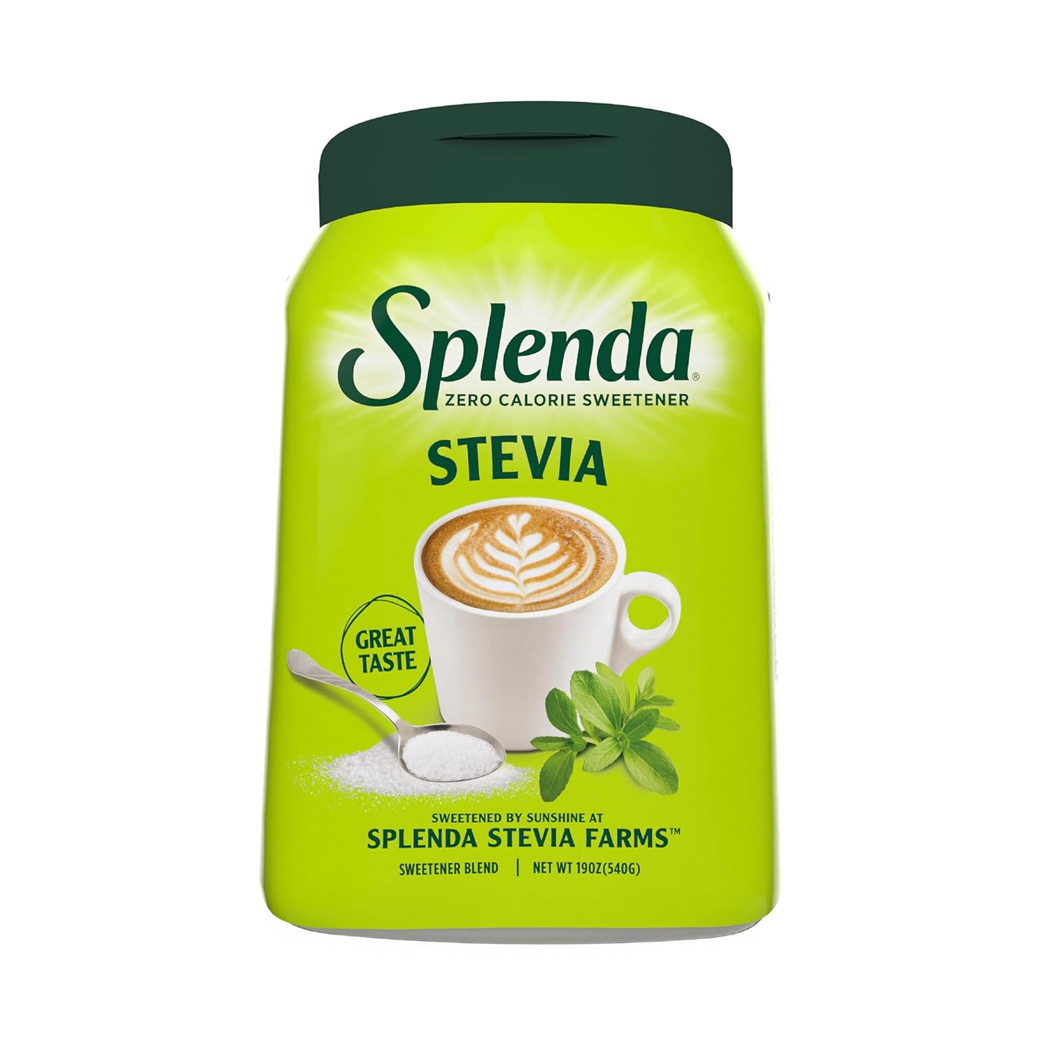SPLENDA Stevia Zero Calorie Sweetener, Plant Based Sugar Substitute Granulated Powder, 19 oz Jar