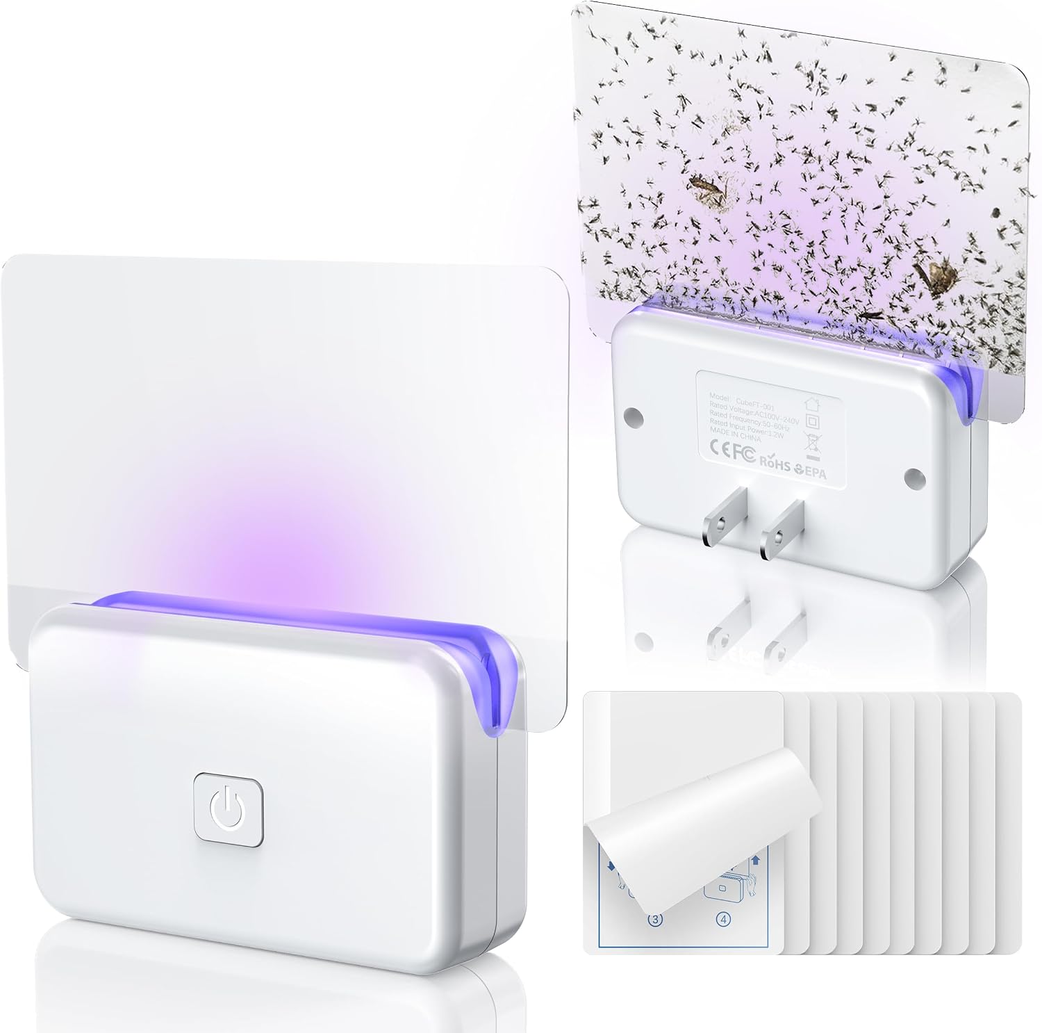 LFSYS 2 Pcs Fruit Fly Traps for Indoors (2 Device+10 Refills) Plug in UV Light Fly Trap for Gnats, Fruit Flies, Flying Insects Sleek Design Indoor Safe