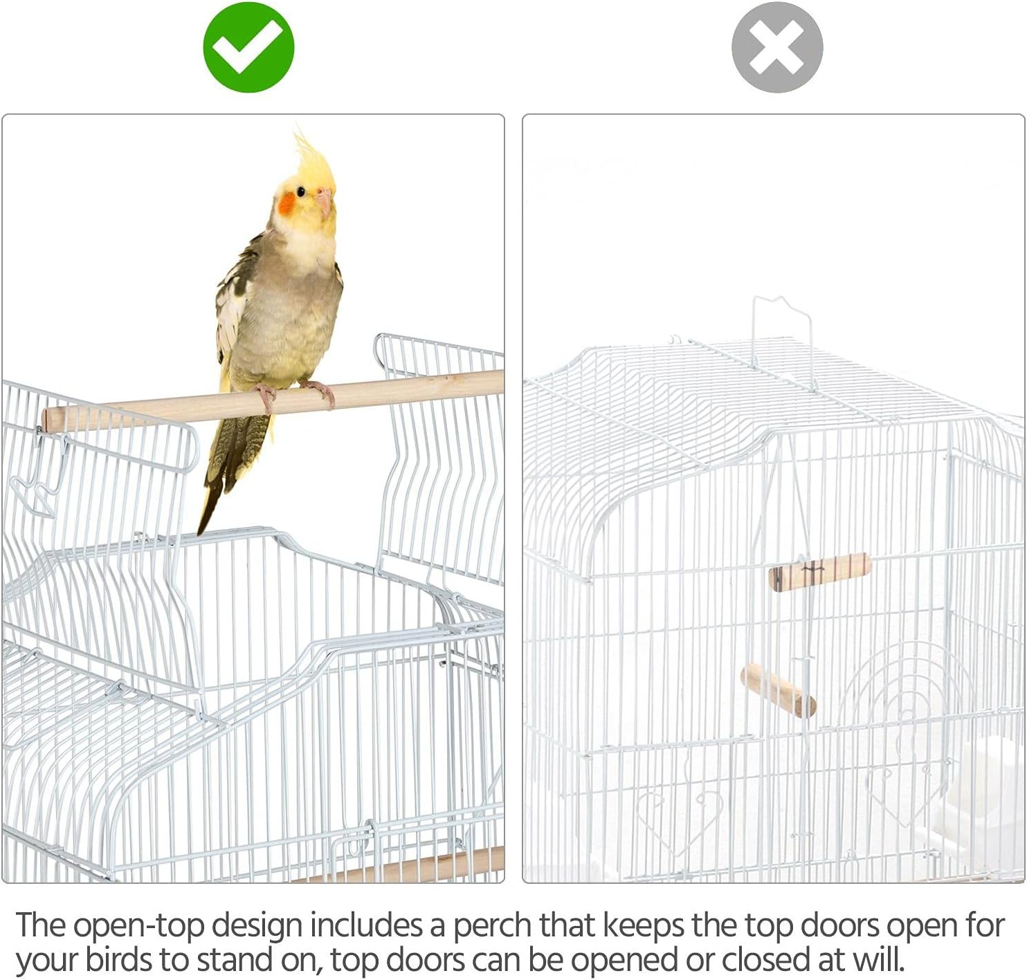 Yaheetech 41-Inch Portable Hanging Flight Bird Cage for Small Parrots Quaker Cockatiels Sun Parakeets Green Cheek Conures Finches Canary Budgies