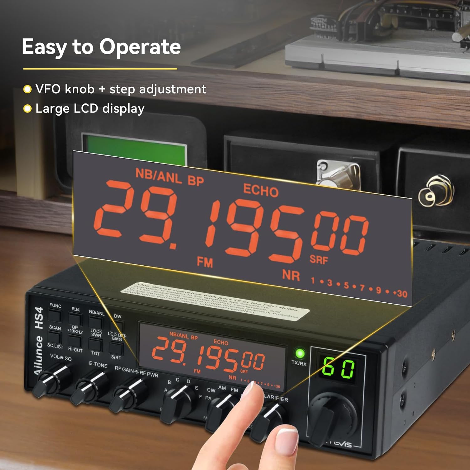 Retevis Ailunce HS4 10 Meter Radio, SSB CW AM FM PA Ham Radio Base Station | High Power Mobile Transceiver, Noise Reduction, SWR Protection, ASQ