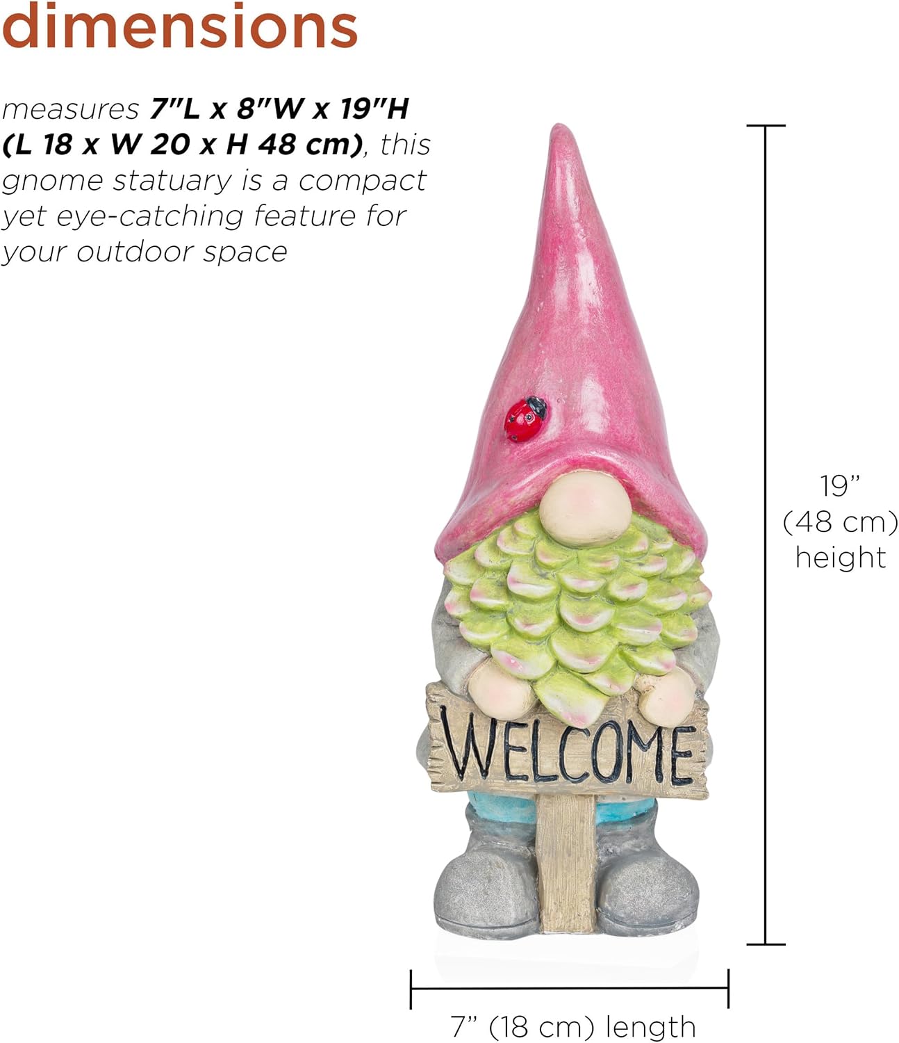 Alpine Corporation 12" Tall Traditional Outdoor Garden Gnome Yard Statue Decoration