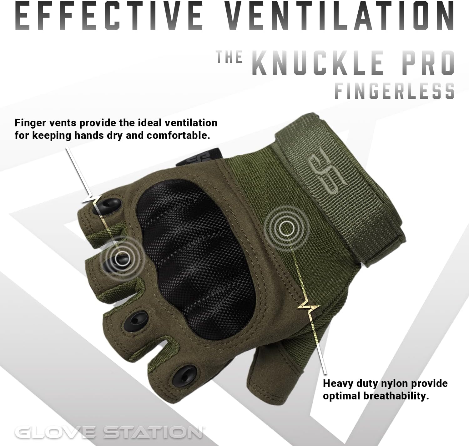 Glove Station Fingerless Knuckle Motorcycle Gloves, TACHK200