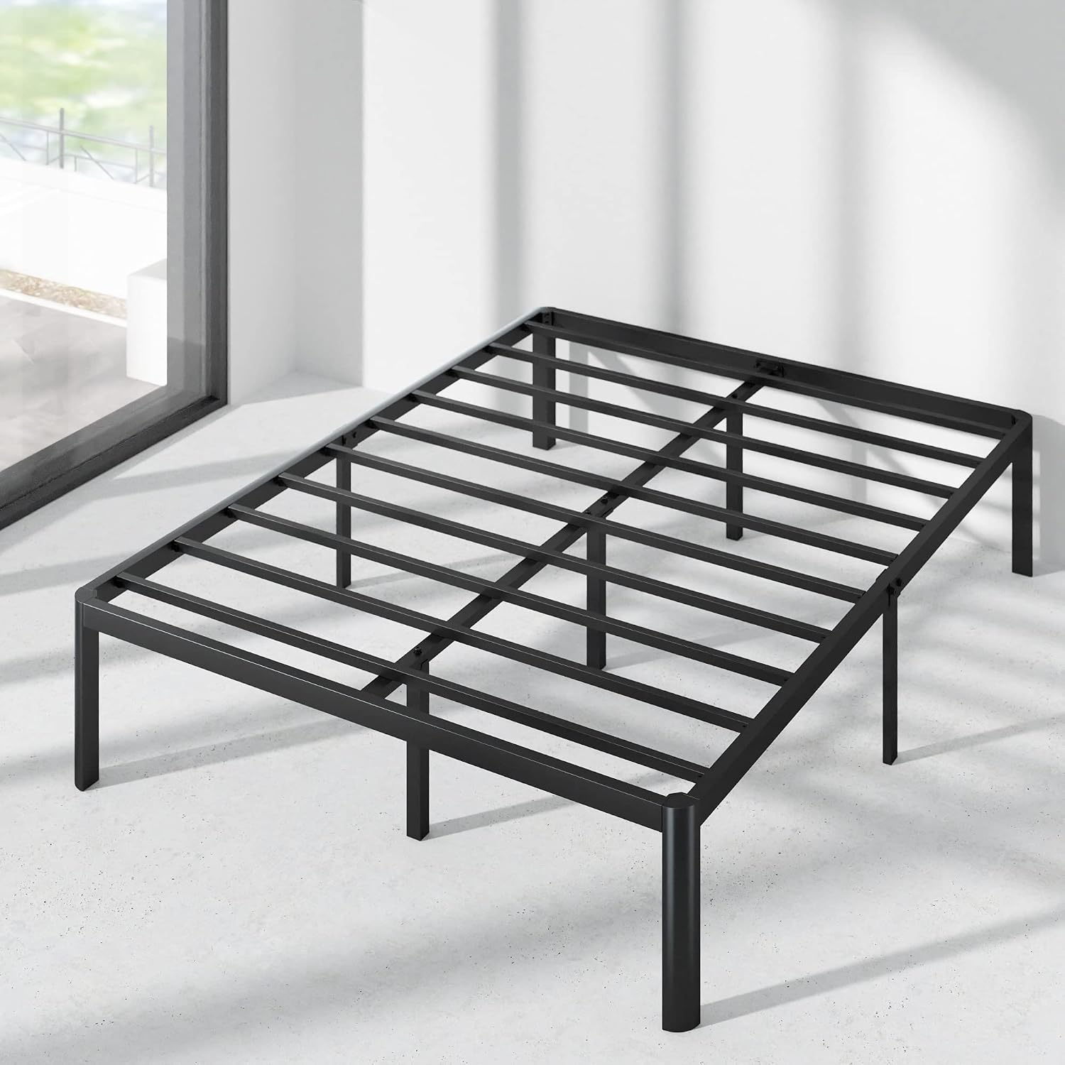 ZINUS Van 16 Inch Metal Platform Bed Frame / Steel Slat Support / No Box Spring Needed / Easy Assembly, Full