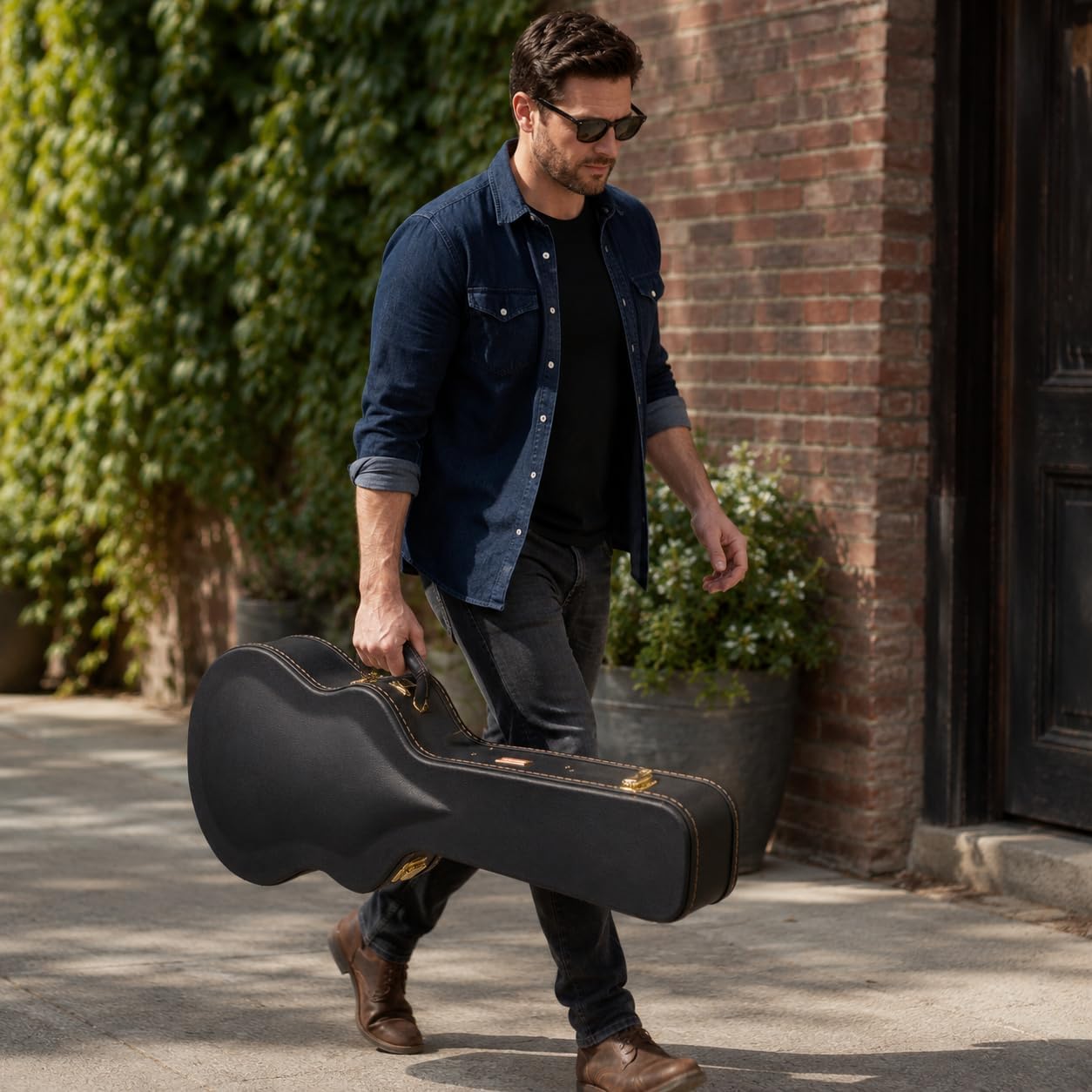 Crossrock Hardshell Arch Top wood case fits SG Electric Guitars-Black(CRW600SGBK)