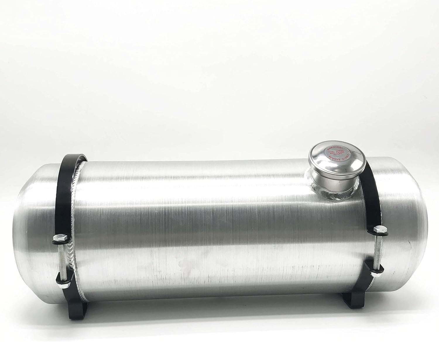 JSD 5 Gallons 8”x24“ Aluminum Spun Round Fuel Gas Tank Cell Fuel Tank with Bracket End Fill 1/4" NPT Outlet