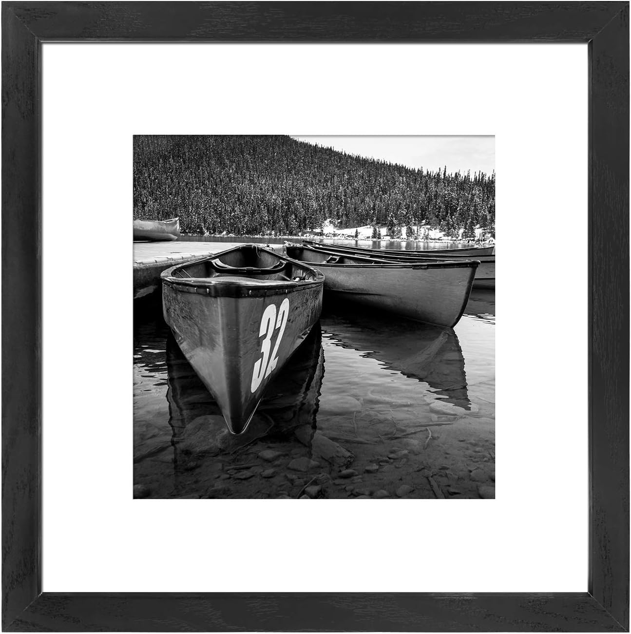 12x12 Picture Frame Matted to Fit Photos 8x8 or 12 x 12 Pictures Without Mat, 12 by 12 Square Solid Wood Black Picture Frames for Wall Mounting