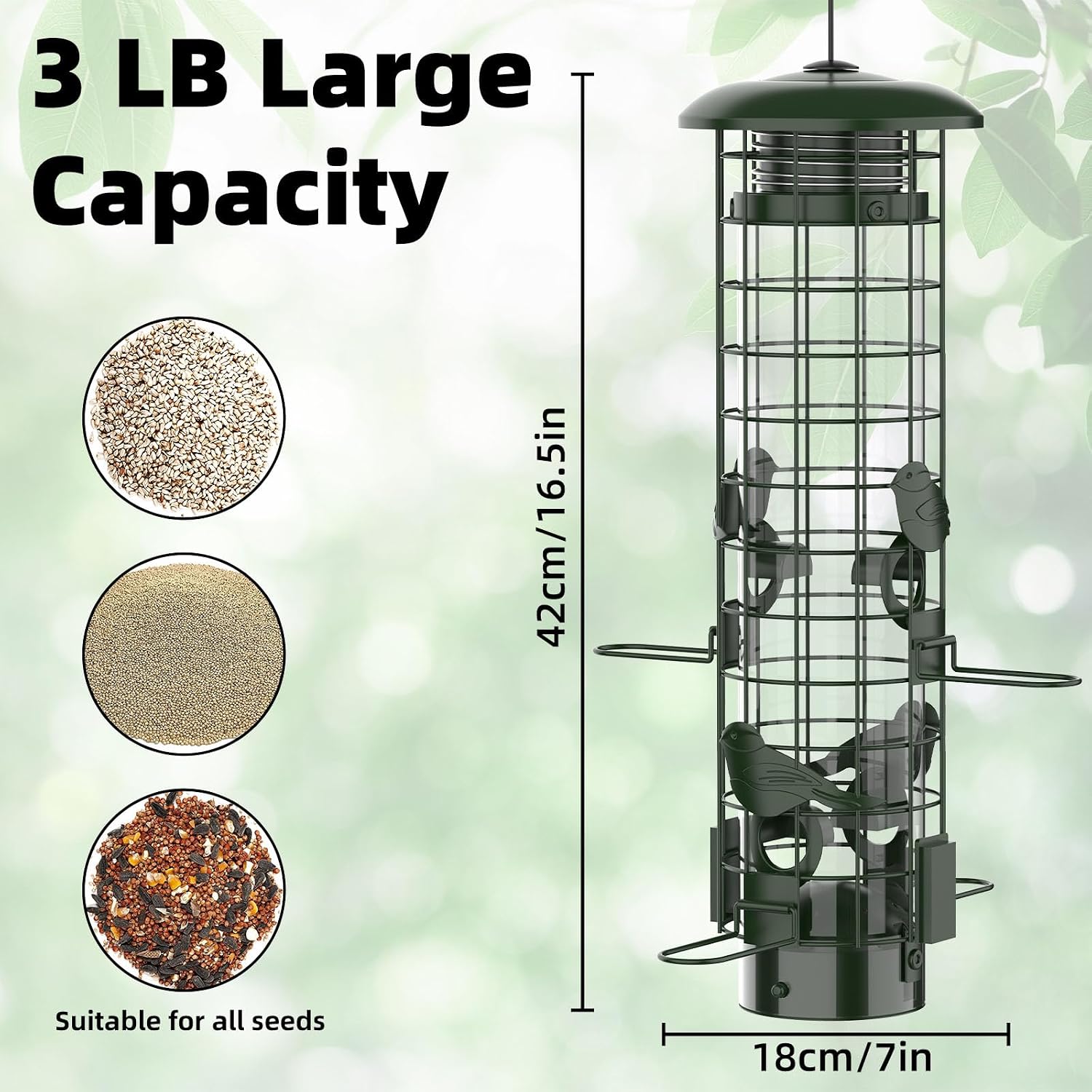 Squirrel Proof Bird Feeder, Metal Mesh Bird Feeders for Outdoors Hanging
