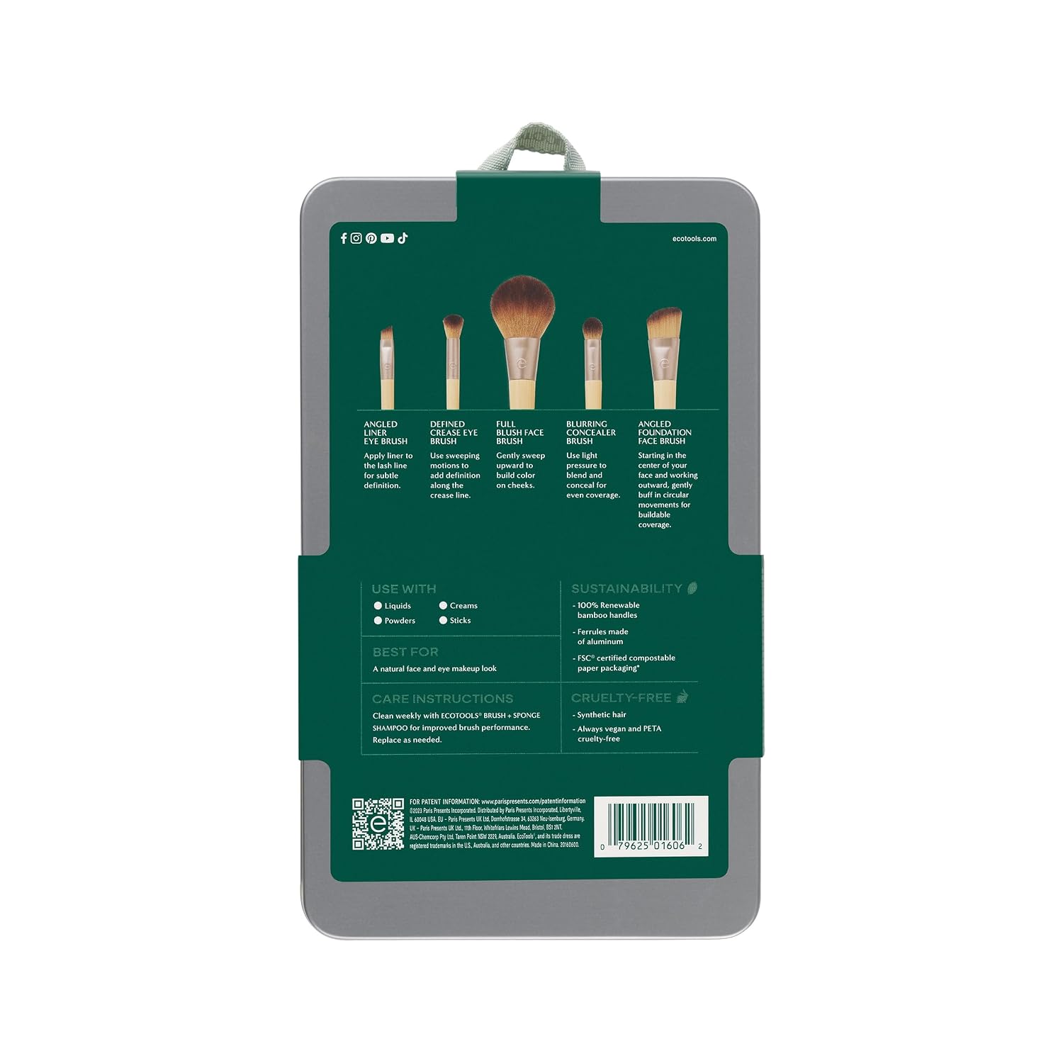 EcoTools 6 Piece Start the Day Beautifully Makeup Brush Set | Natural face and eye look, makeup brush kit for liquid cream or powder