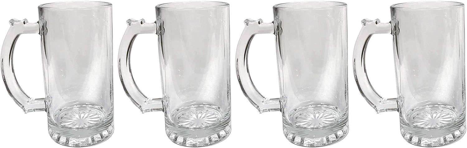 Peter Lit - Beer Mugs for Freezer – Freezable Glass Beer Mugs Stein, 16 Oz Beer Mug, Set of 4