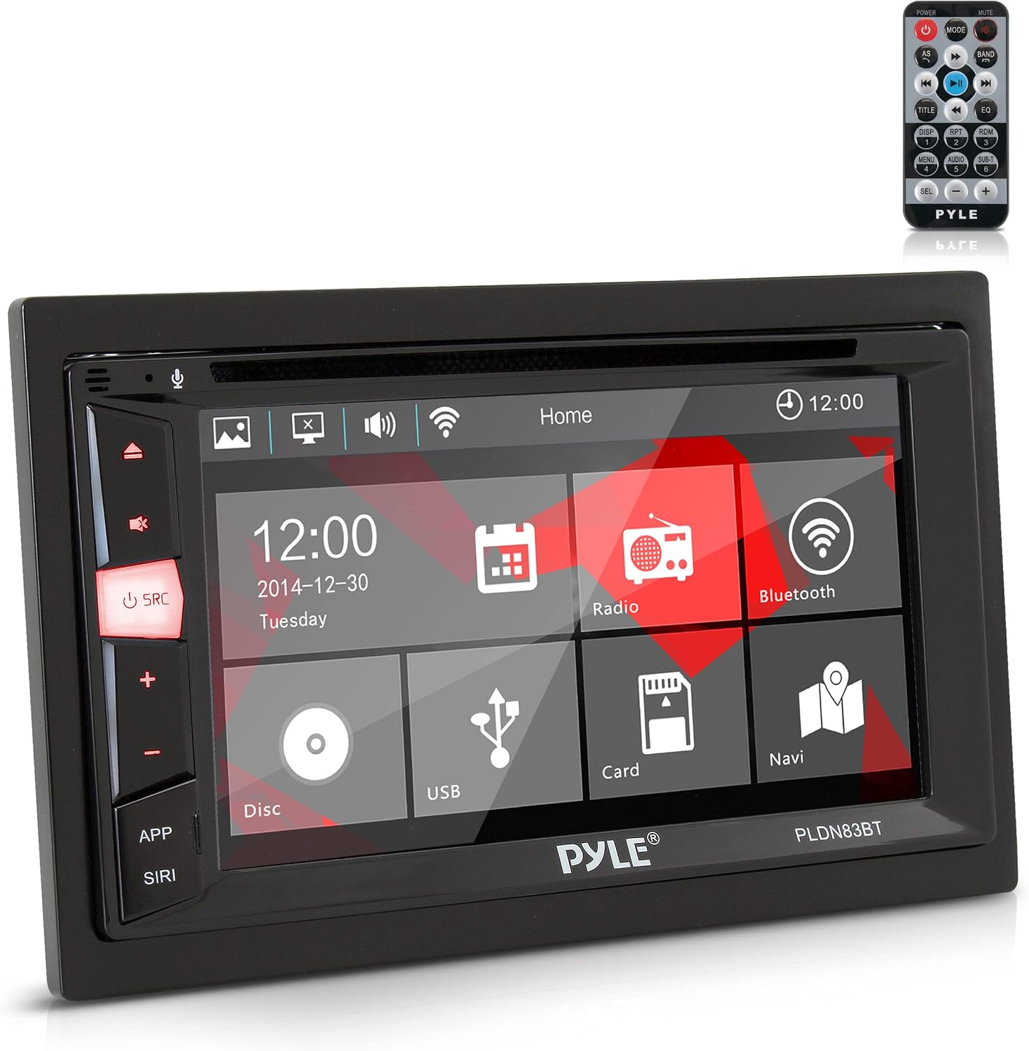 Pyle Double Din DVD Car Stereo Player Bluetooth in-Dash Car Stereo Touch Screen Receiver w/ USB/SD, MP3, CD Player, AM FM Radio