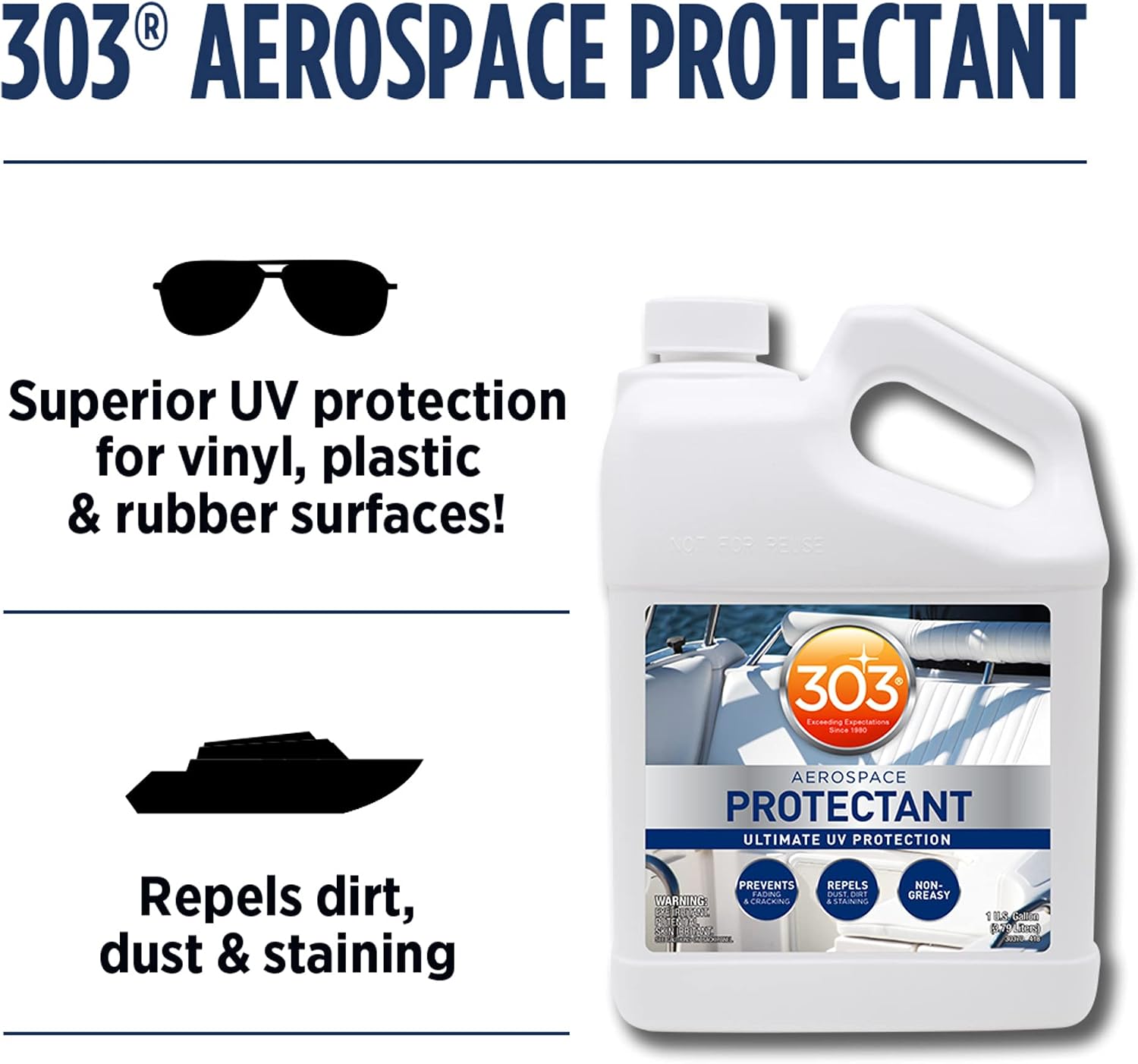 303 Products Marine Aerospace Protectant – UV Protection – Repels Dust, Dirt, & Staining – Smooth Matte Finish – Restores Like-New Appearance – 10 Fl. Oz. (30305)