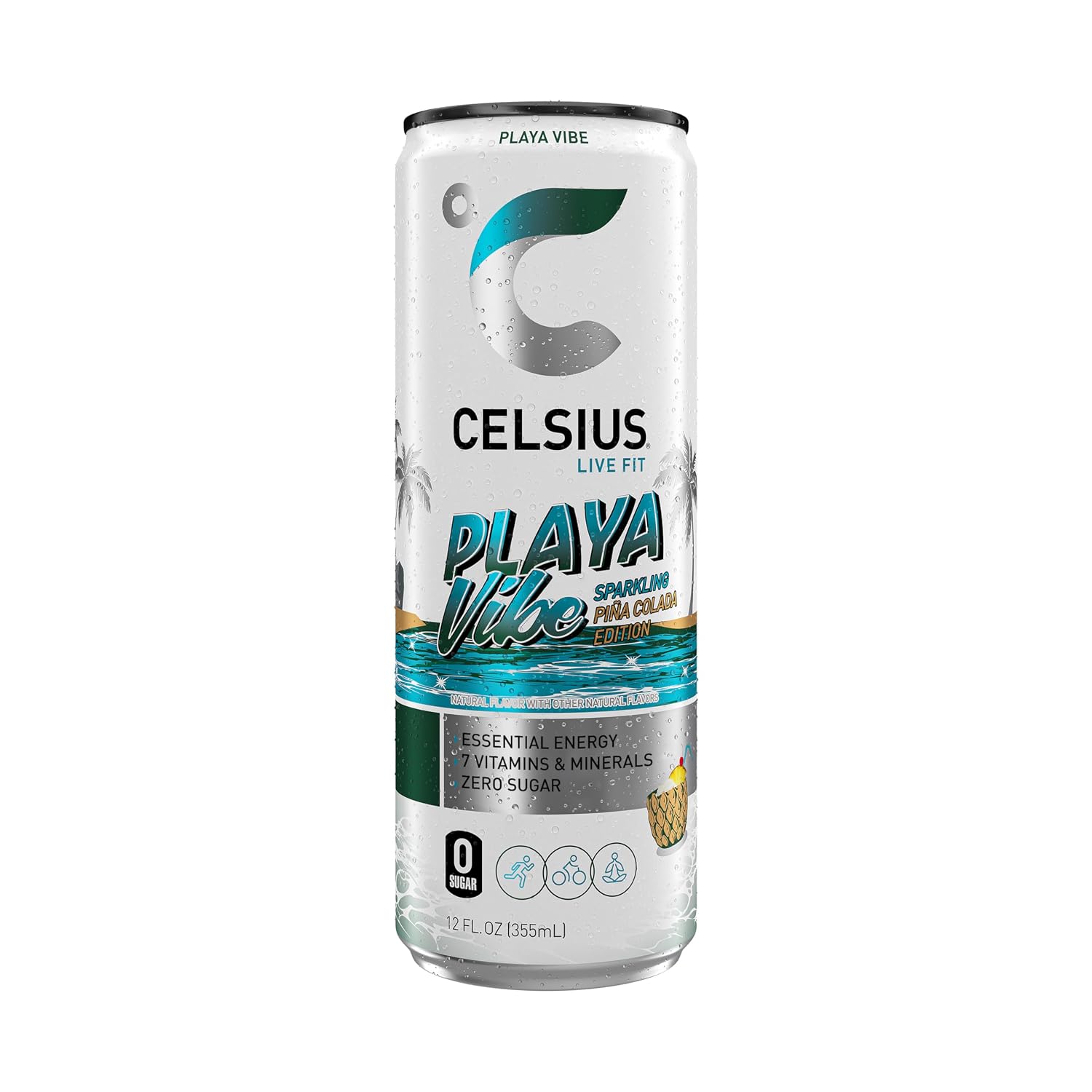 CELSIUS PEACH VIBE Sparkling White Peach, Sugar Free Energy Drink, 12 Fl Oz (Pack of 12)
