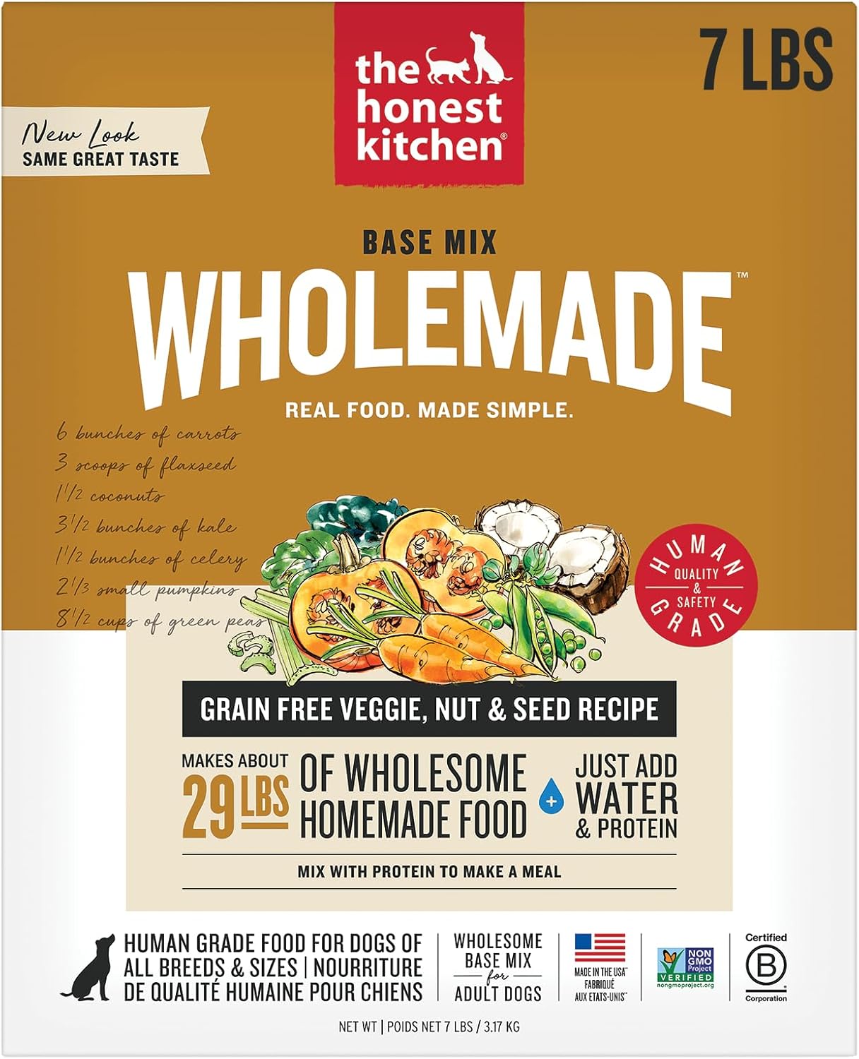 The Honest Kitchen Dehydrated Grain Free Fruit & Veggie Base Mix Dog Food (Just Add Protein), 3 lb Box