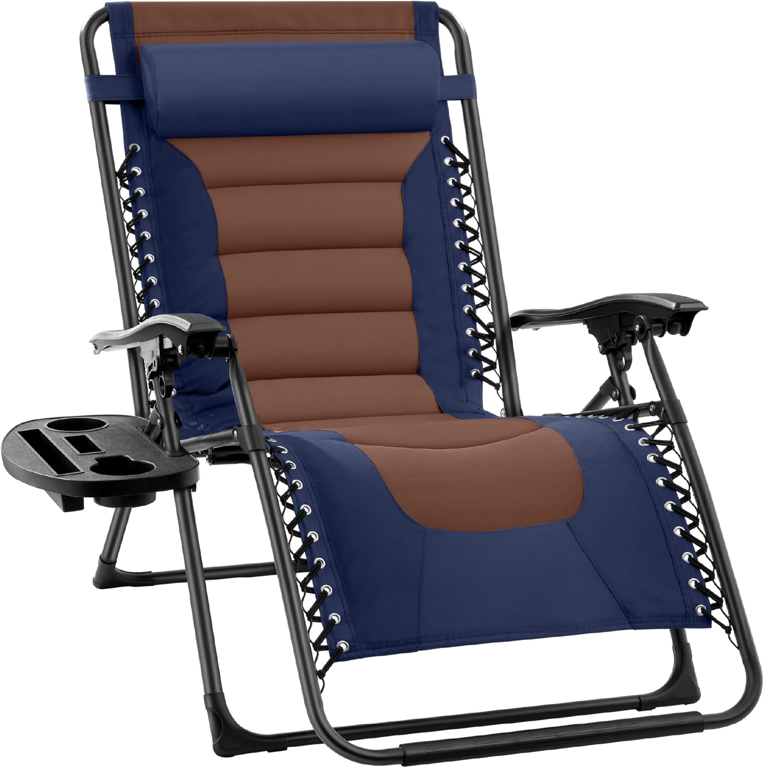Best Choice Products Oversized Padded Zero Gravity Chair, Folding Outdoor Patio Recliner, XL Anti Gravity Lounger for Backyard w/Headrest, Cup Holder