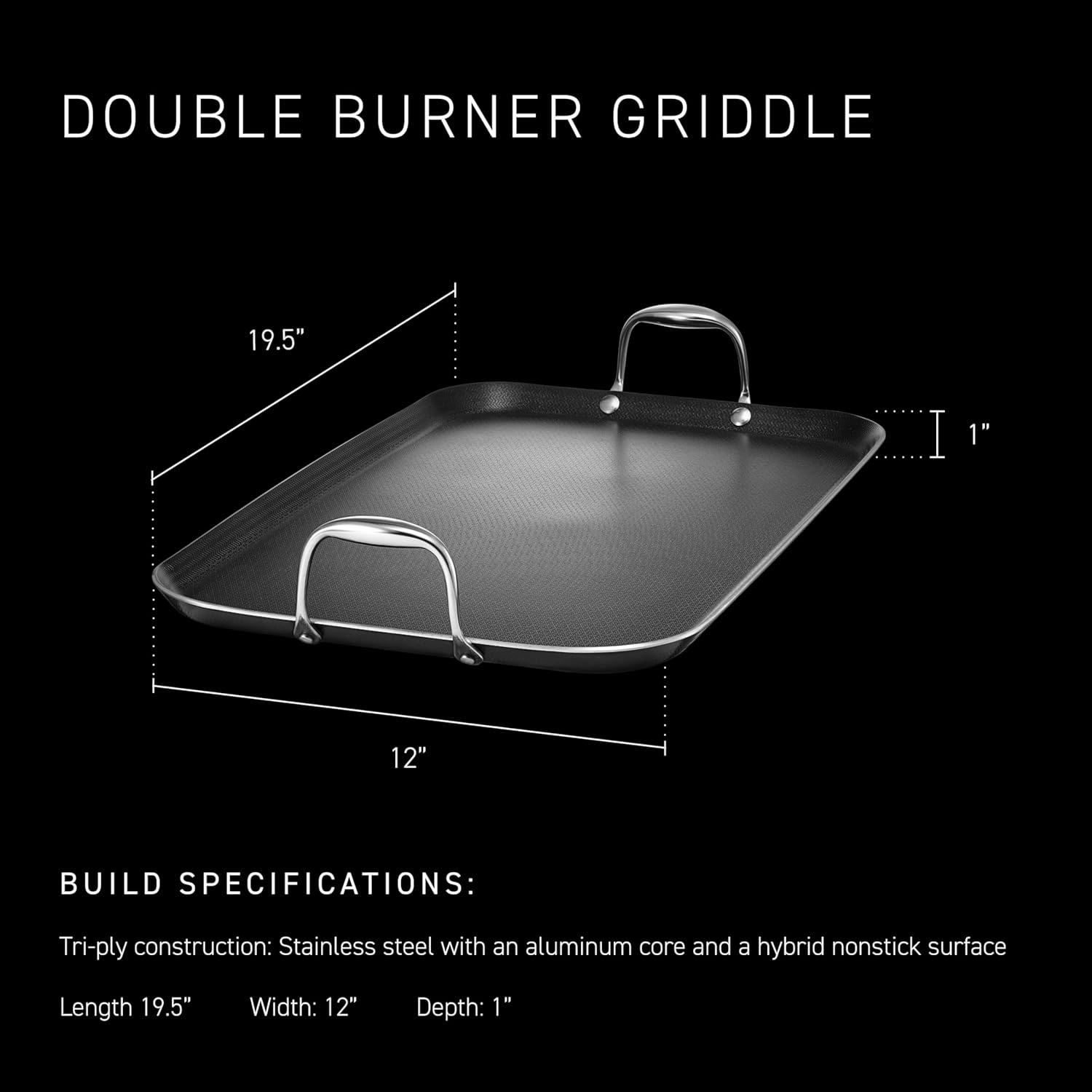 HexClad 12" Hybrid Nonstick Griddle Pan, BBQ, Dishwasher and Oven Safe