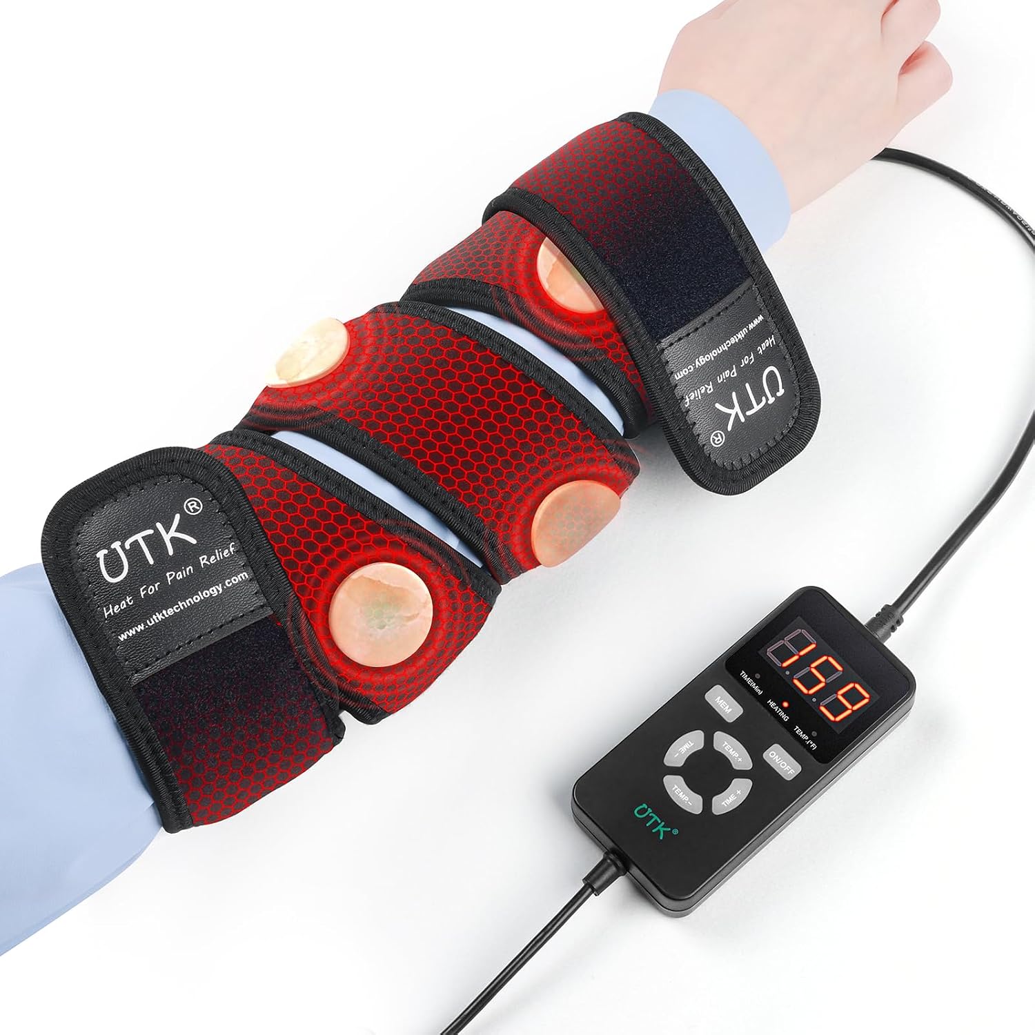 UTK 5X Far Infrared Heating Pad for Arm & Elbow with Jade, 1 Min Fast Heat